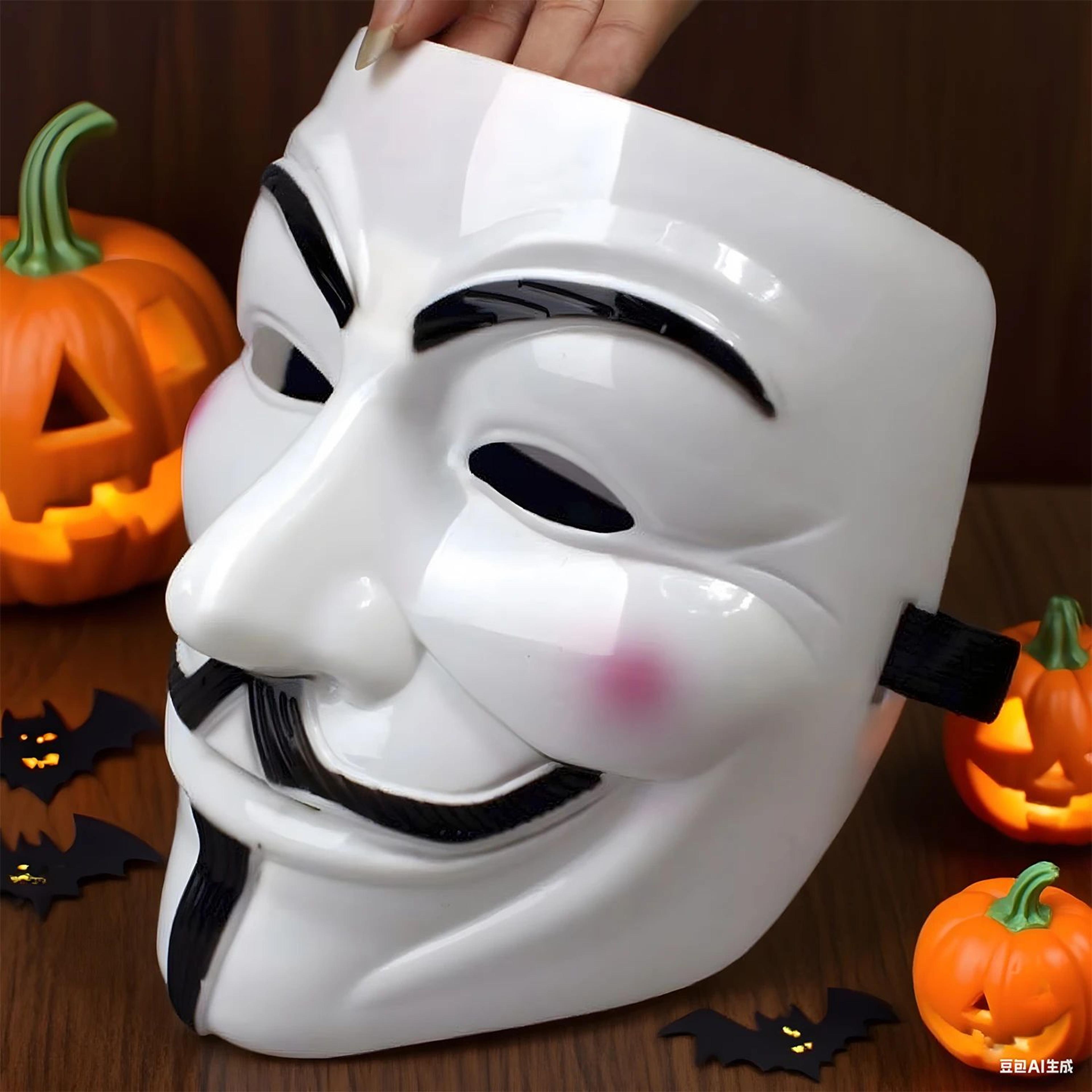 guy fawkes v mask – anonymous hacker style halloween costume mask for cosplay, parties, horror & christmas gifts