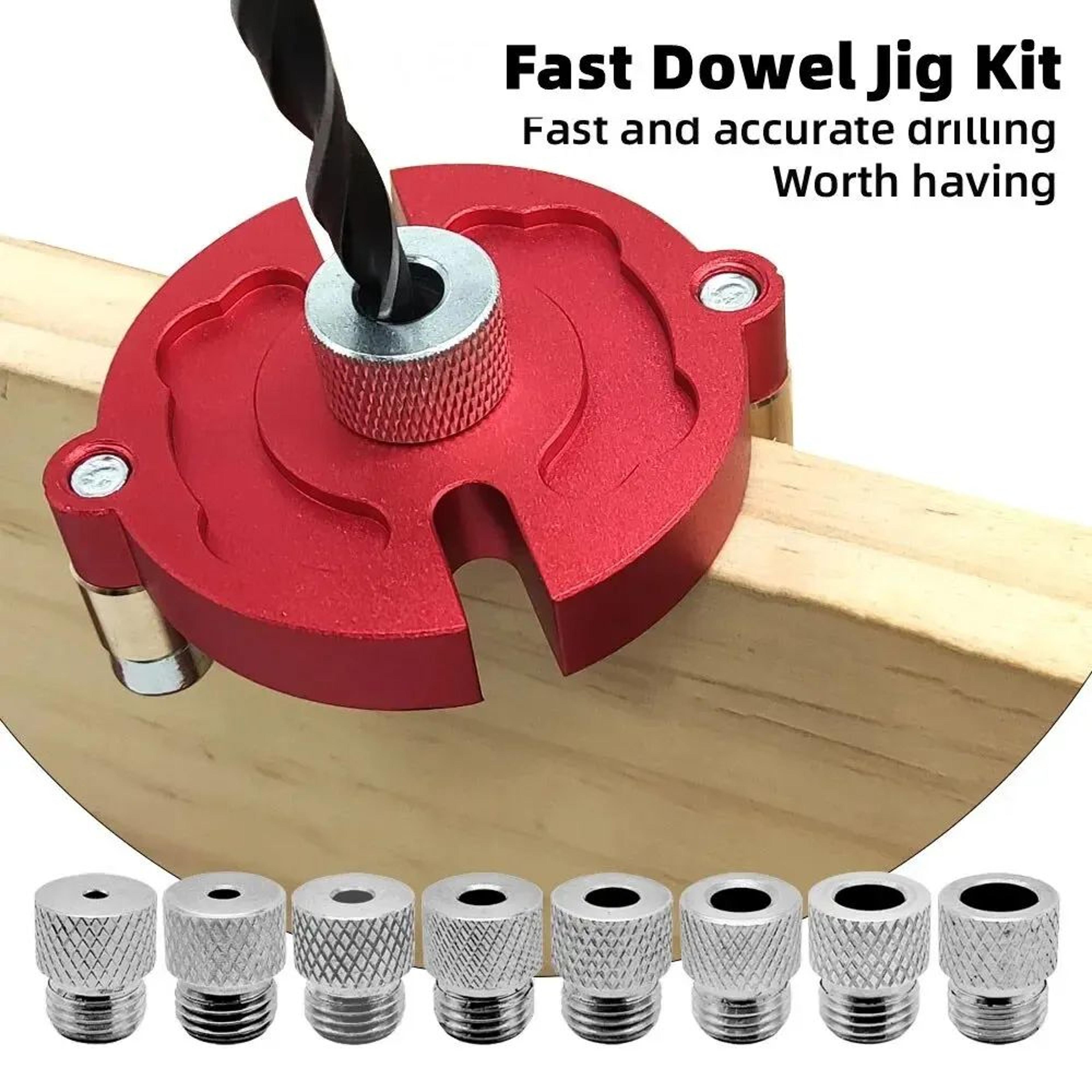 self-centering dowel jig kit .12–.39 in – aluminum drill guide with metal bushings for accurate woodworking joints