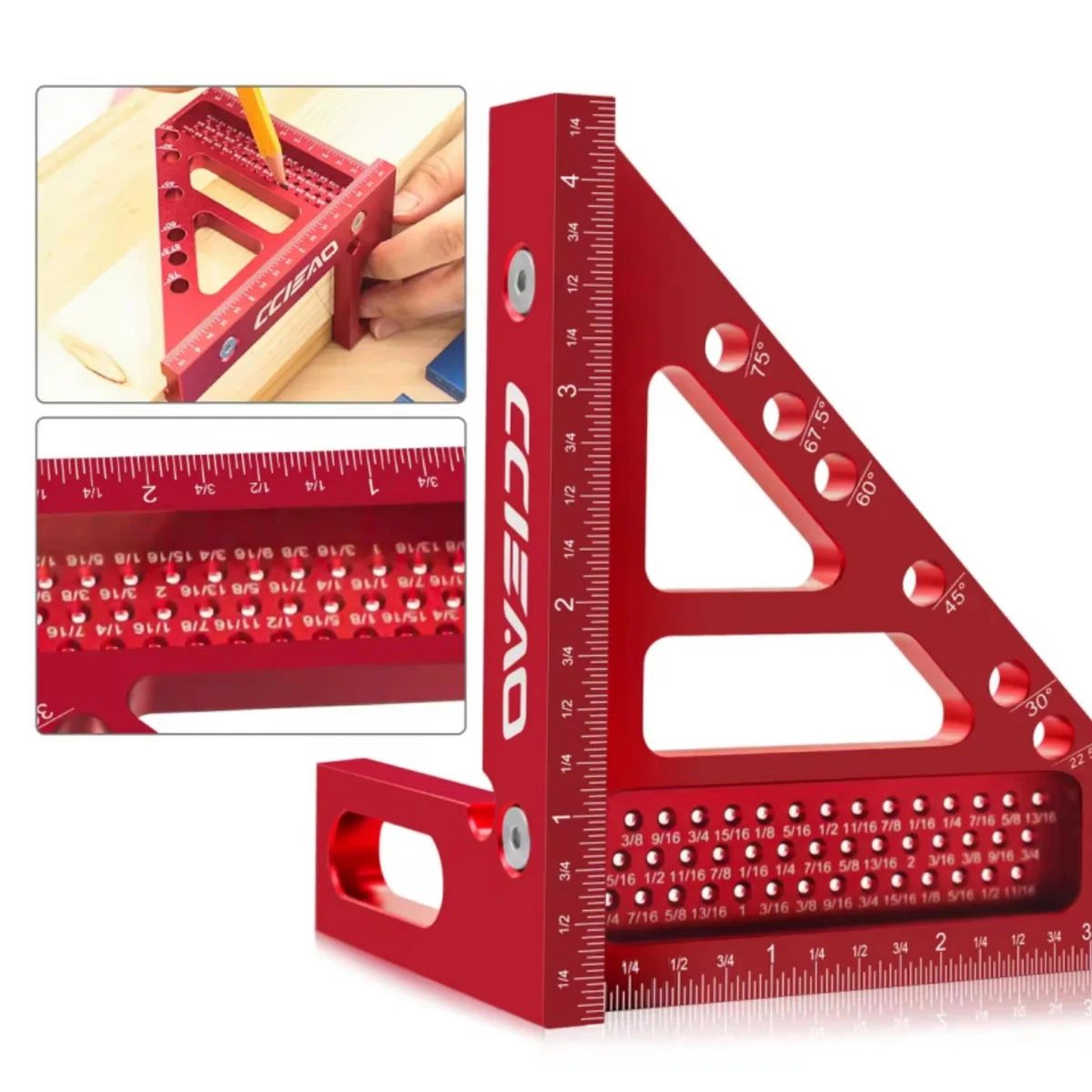 imperial 3d multi-angle measuring ruler – aluminum 45°/90° square protractor for woodworking & carpentry