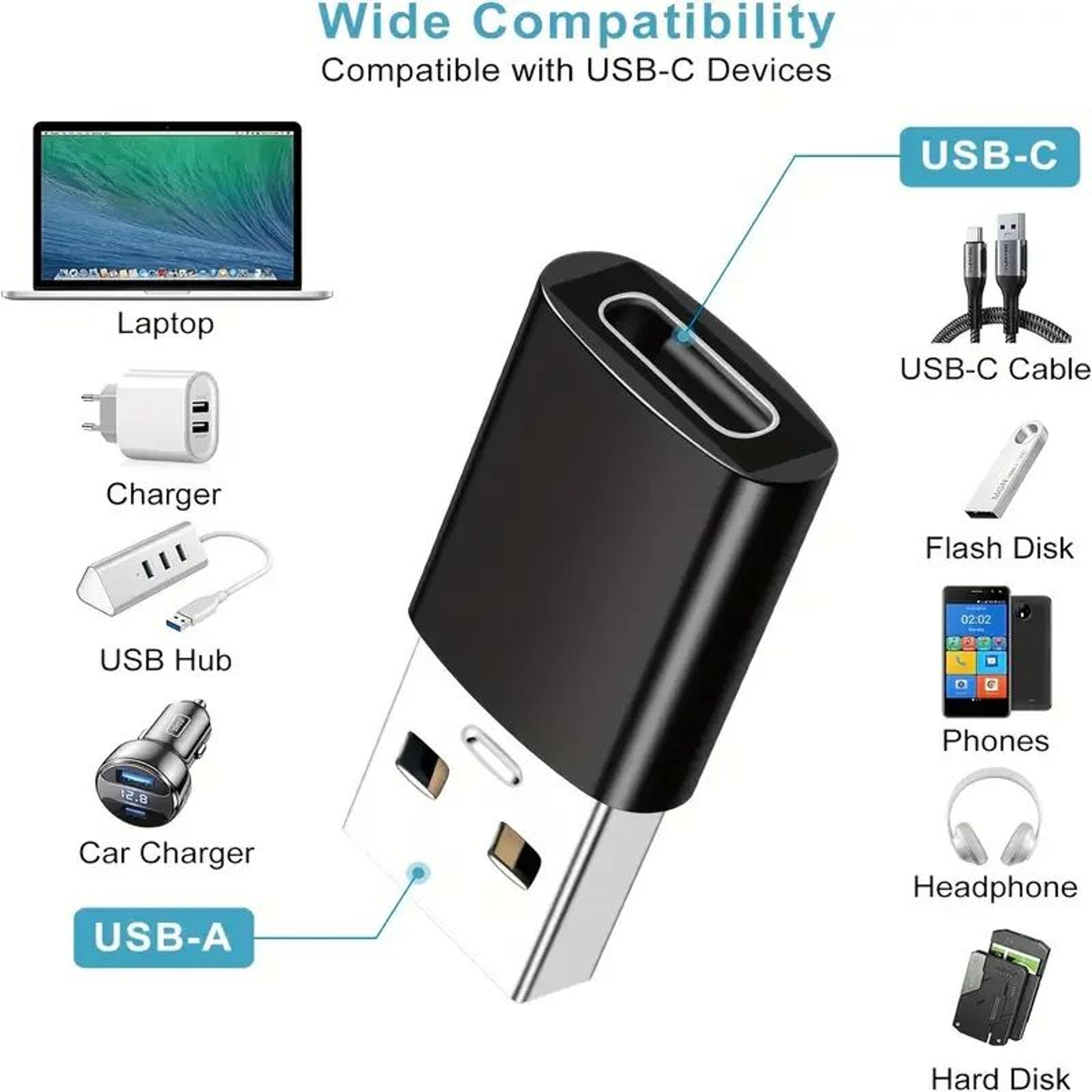 usb-c to usb 3.0 adapter – high-speed type c to usb-a converter for laptop, phone, flash drive & accessories