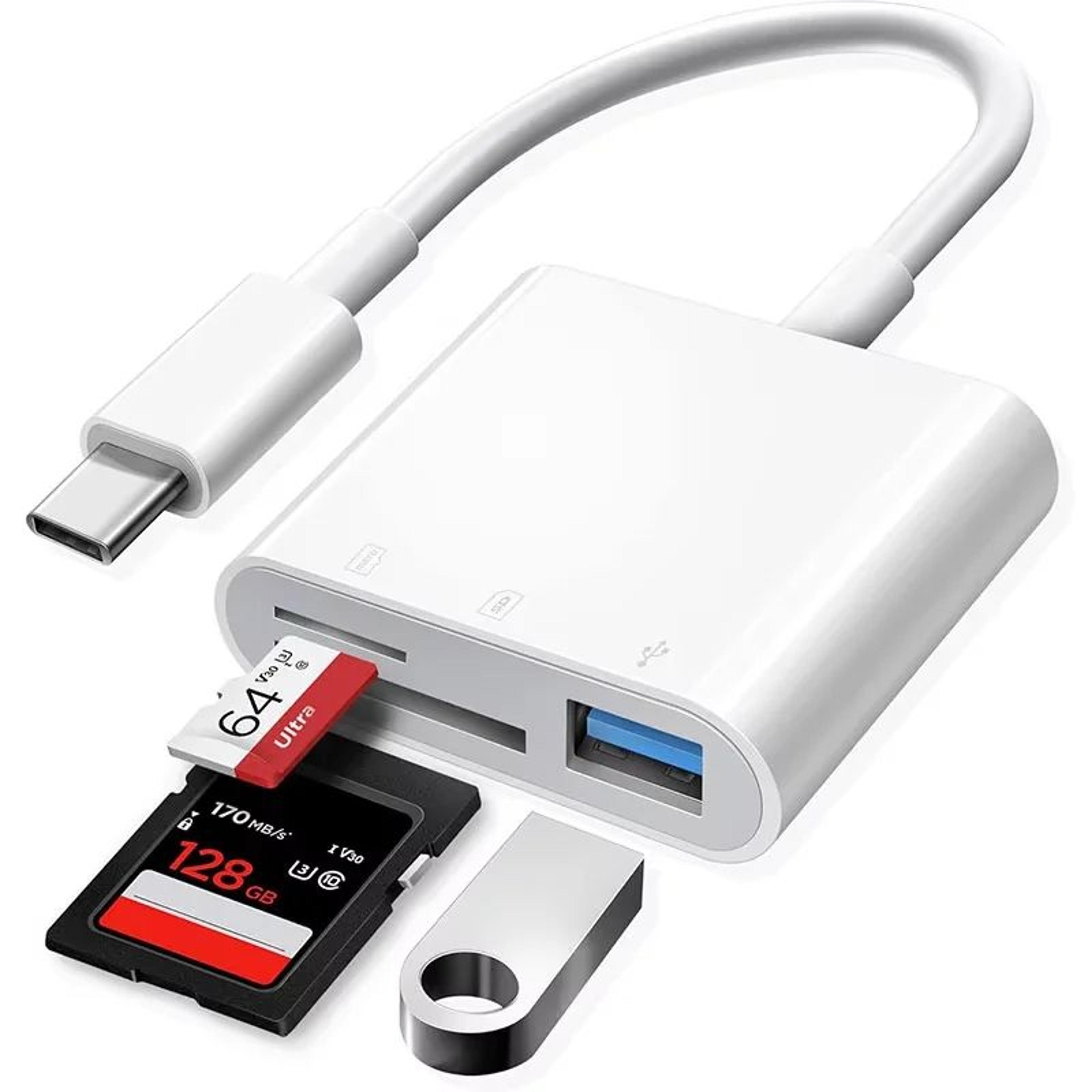 usb-c sd card reader adapter – usb-a + micro sd memory card converter for iphone 15/16/17, ipad, macbook pro/air camera