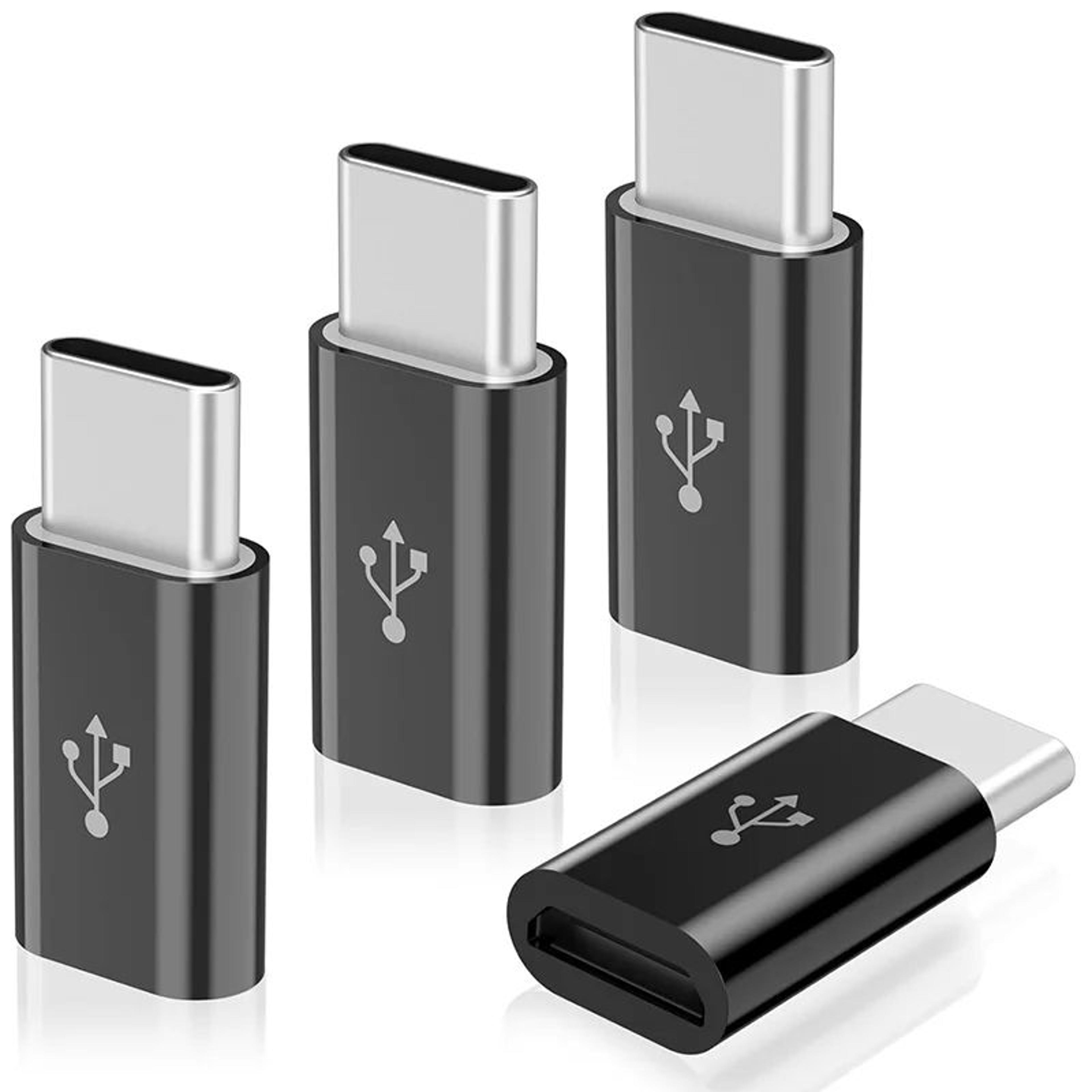 4 pcs micro usb to usb-c otg adapter | micro-usb female to type-c male converter for samsung galaxy s10/s9/s8/note