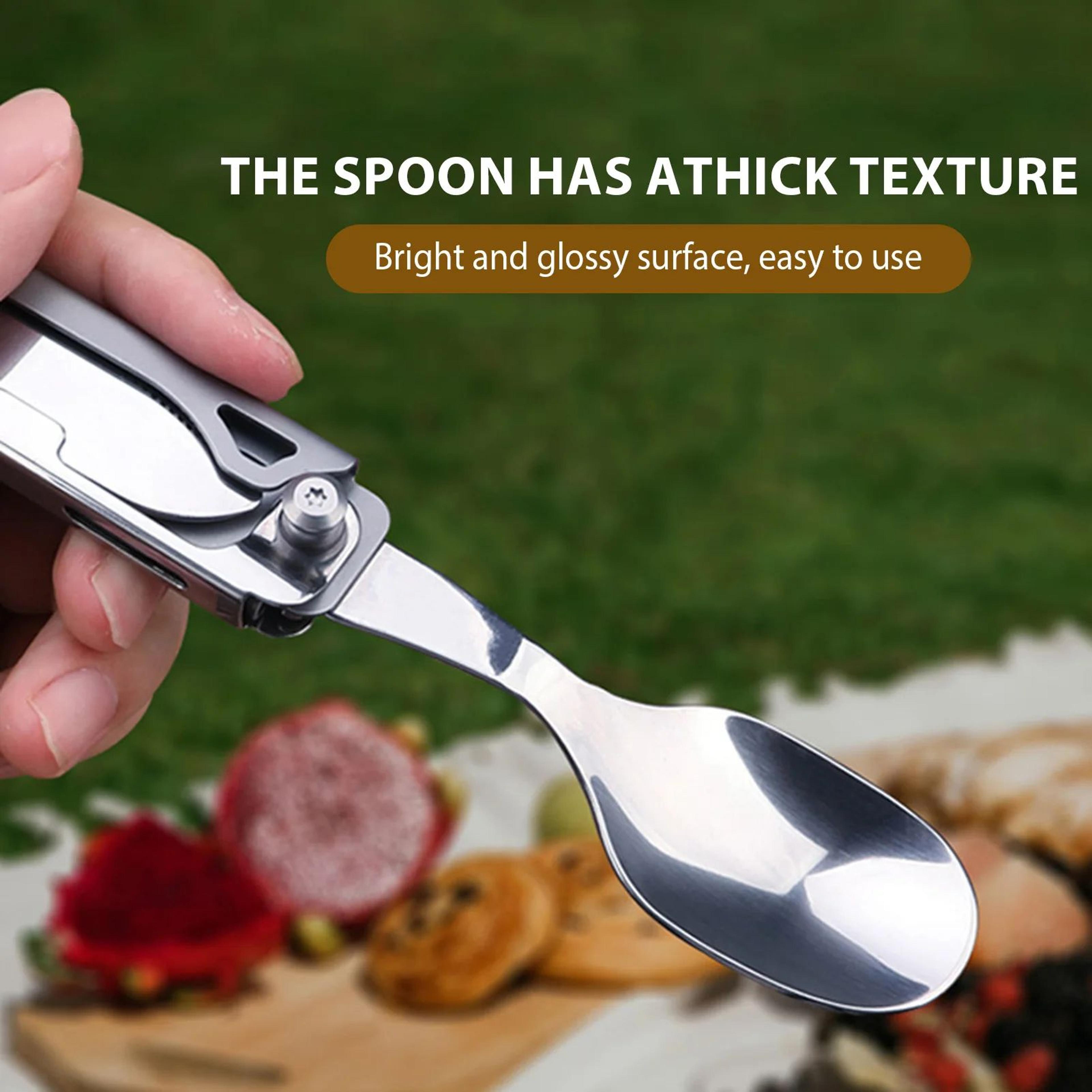 portable folding cutlery set spoon fork knife | compact lightweight camping picnic travel utensils for outdoor meals