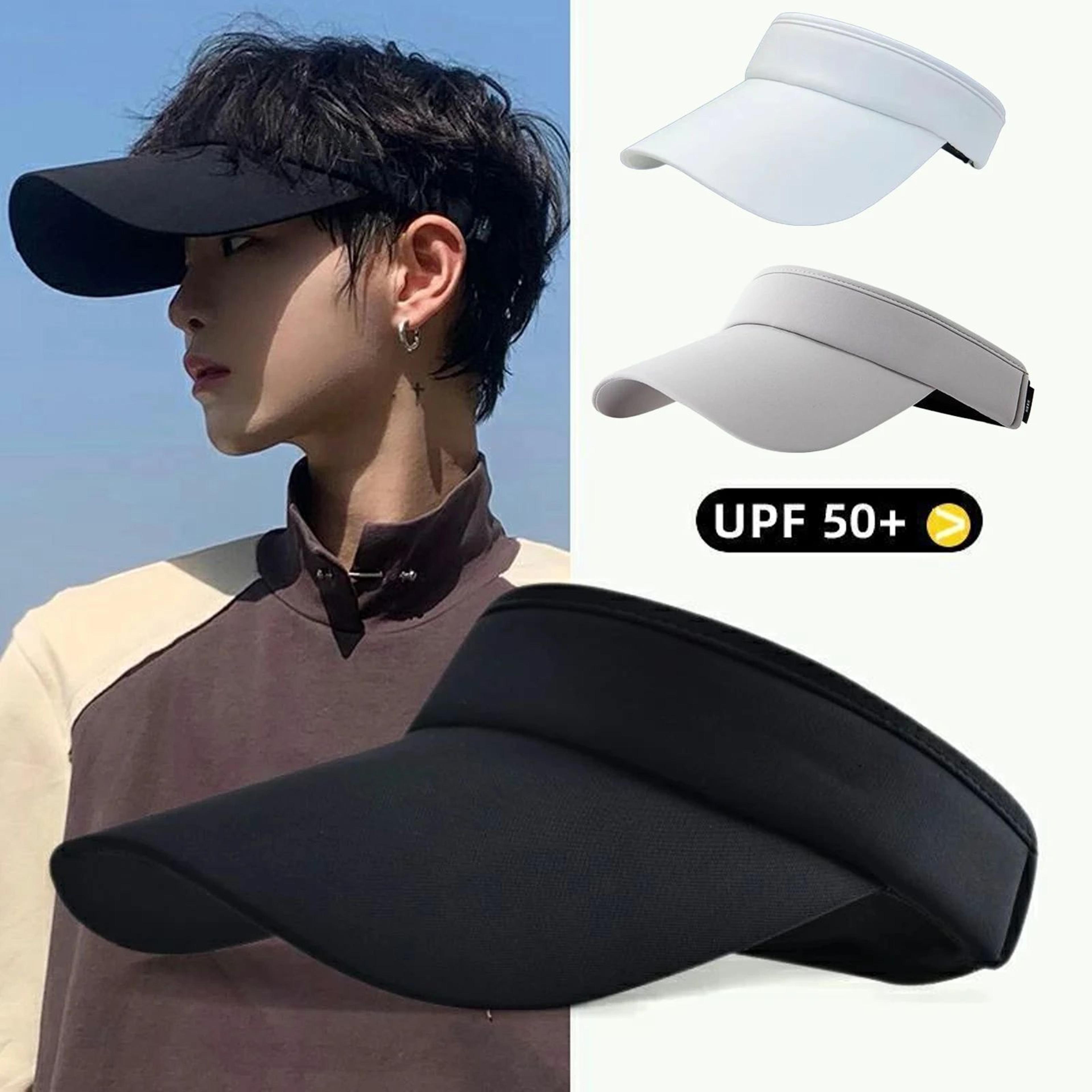 mens summer uv protection hat – adjustable solid sunshade cap for beach, camping, fishing & travel outdoor use
