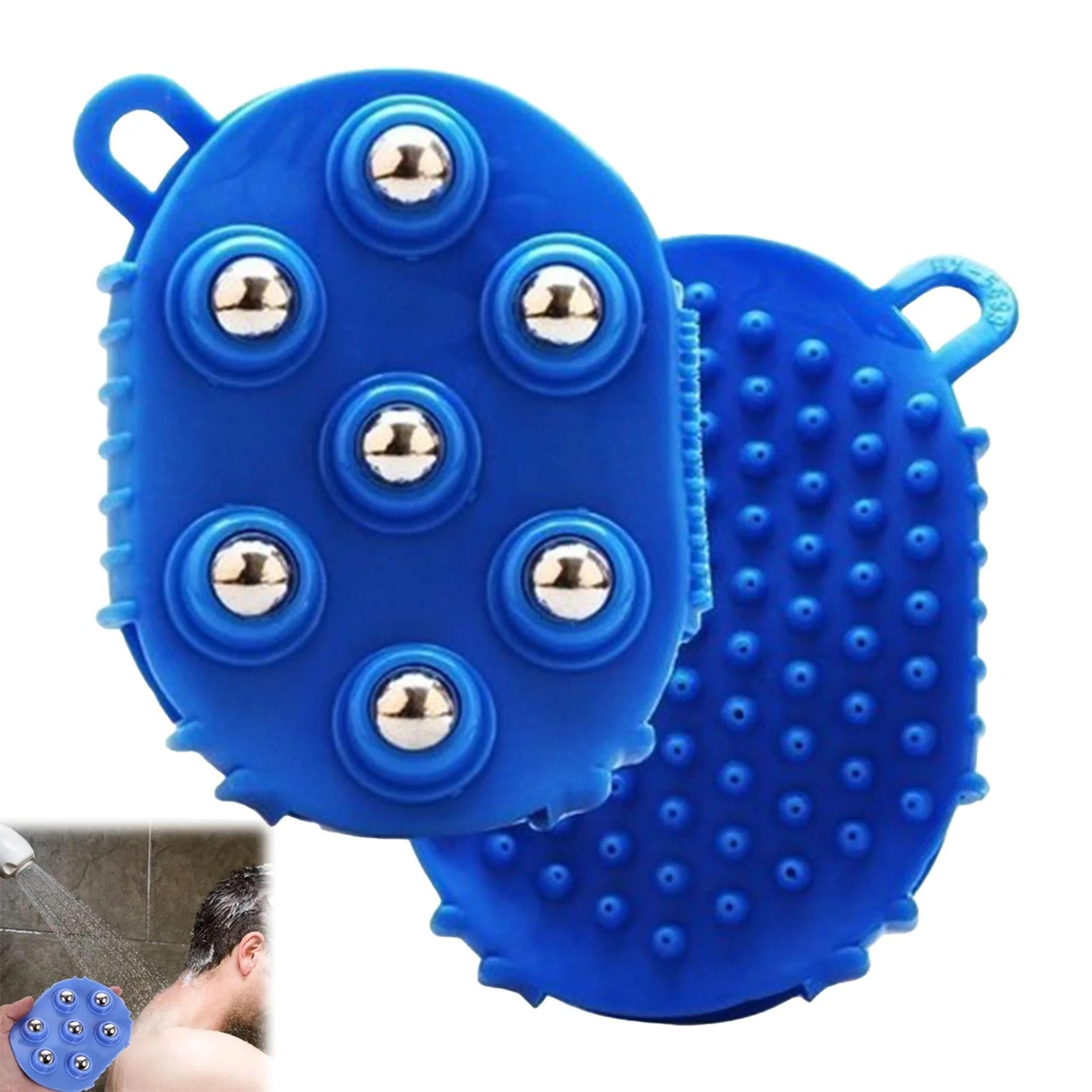 double-sided body massage brush with 360° rotating steel ball, portable scraping massager for muscle relief & relaxation