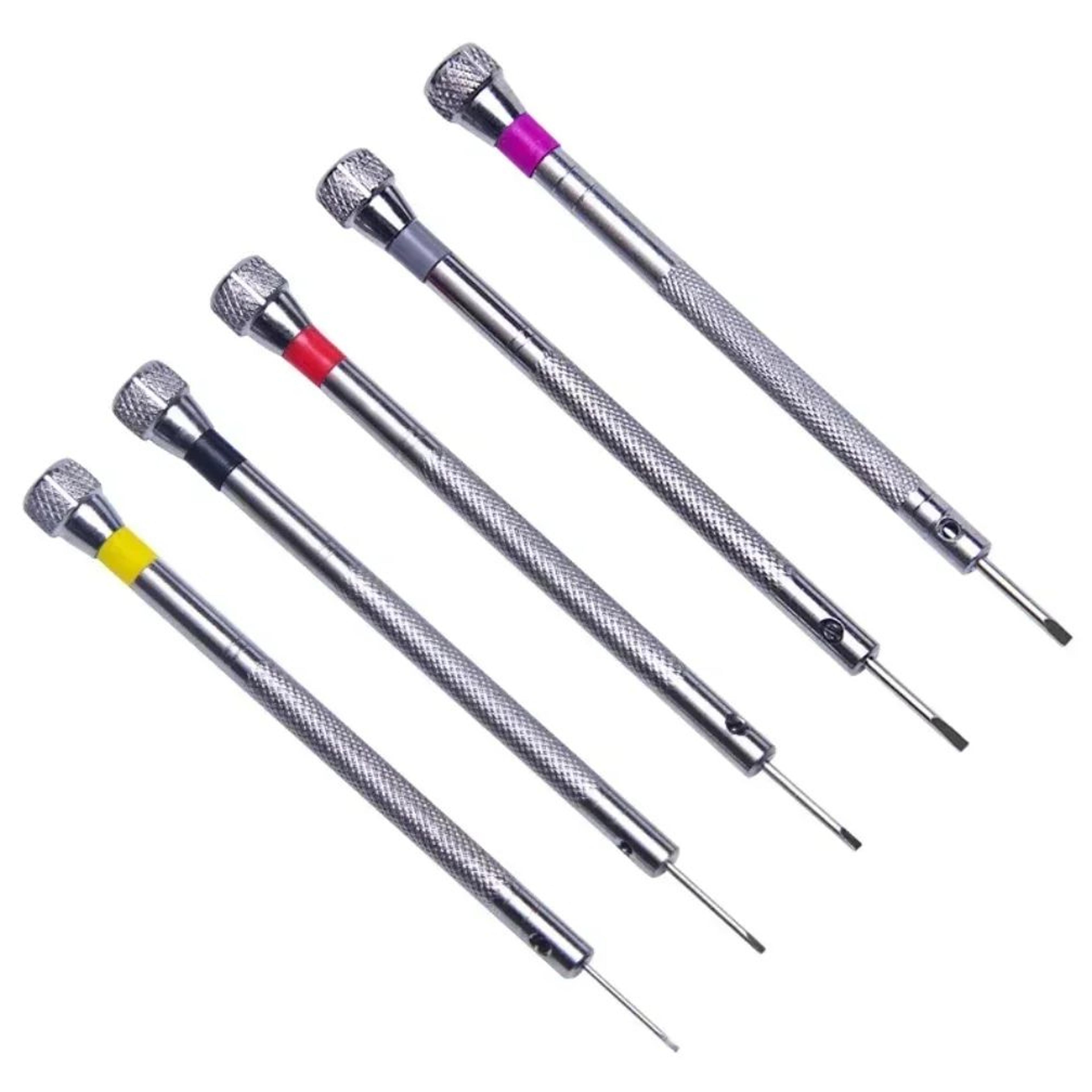 watch repair screwdriver set 1/32–1/16 inches steel with mini link pins for band removal, watchmaker tool kit portable