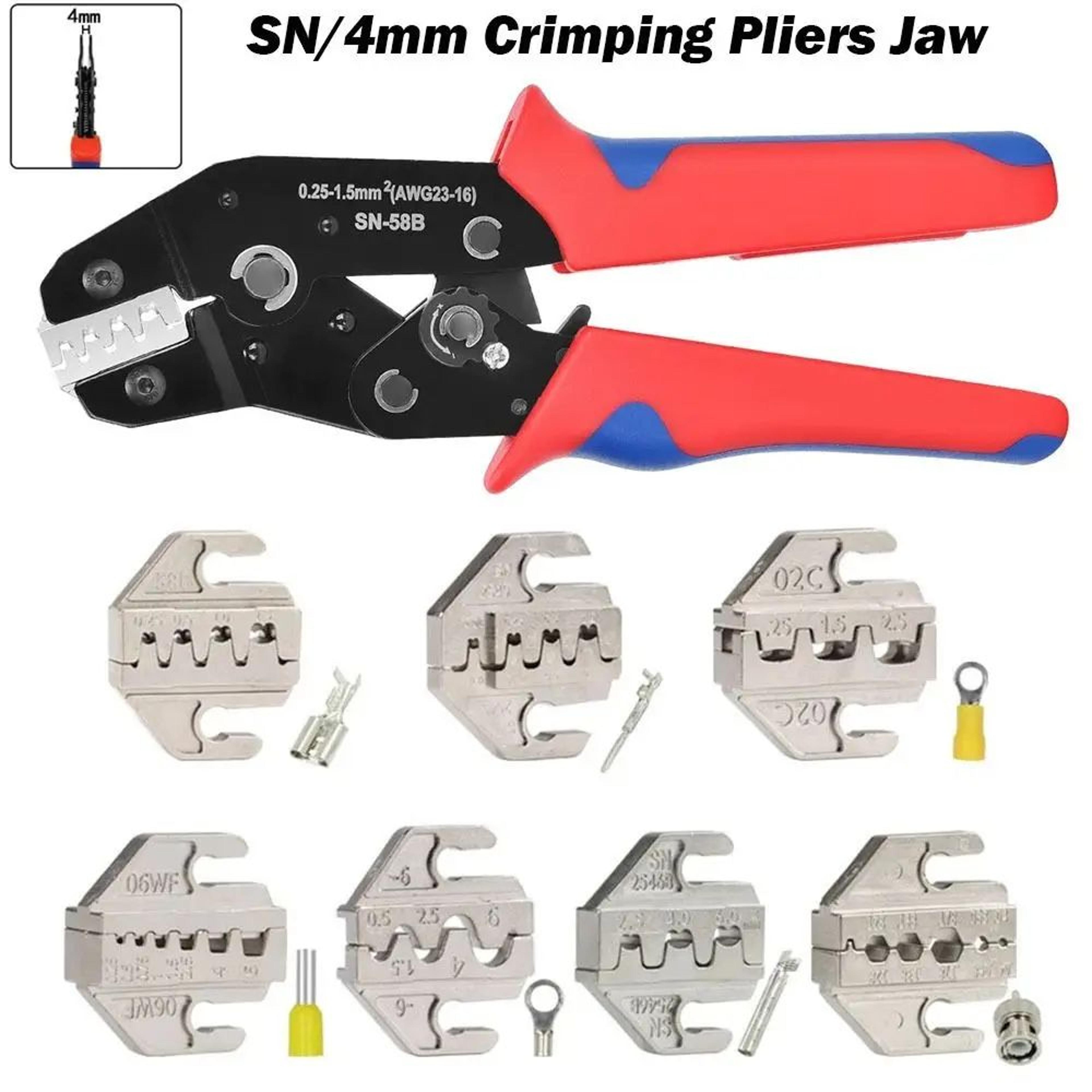sn-series alloy crimping pliers 4mm jaw | precision terminal crimper tool for wire connectors | ratchet hand crimp tool