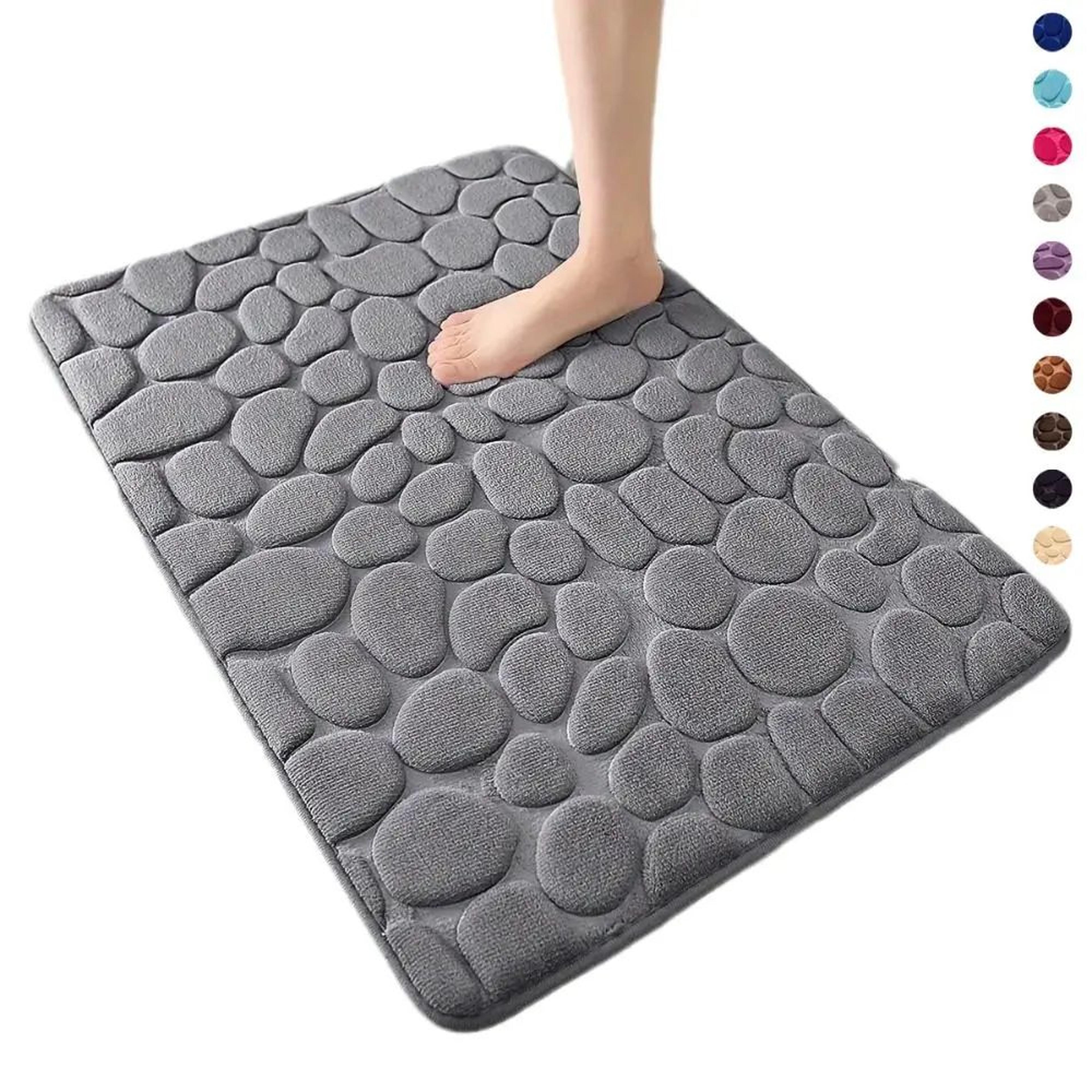 non-slip cobblestone bath mat | thick soft absorbent bathroom rug for shower & tub | quick-dry floor mat