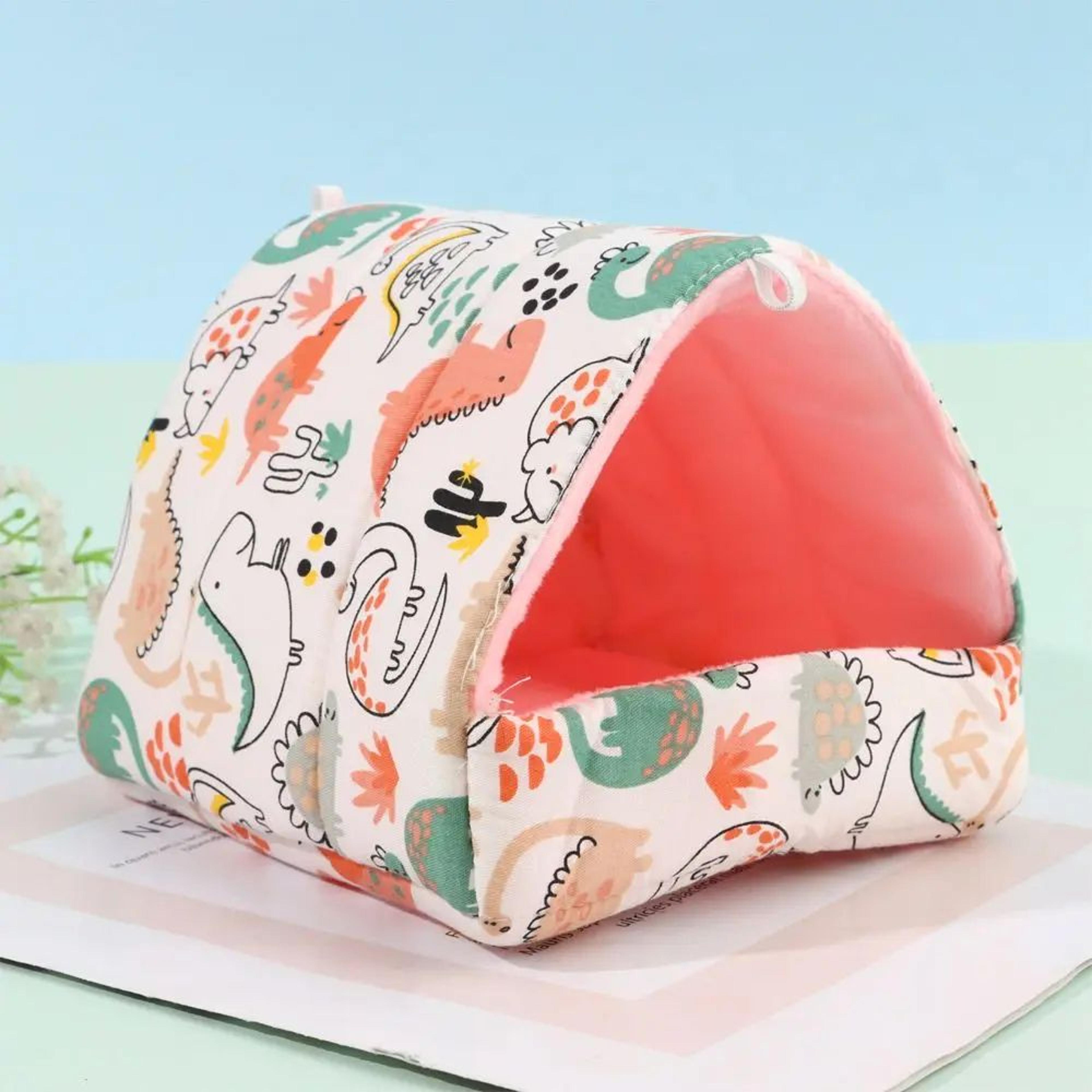 warm plush small animal sleeping bed | cozy winter guinea pig nest & hamster house | rabbit squirrel snuggle mat