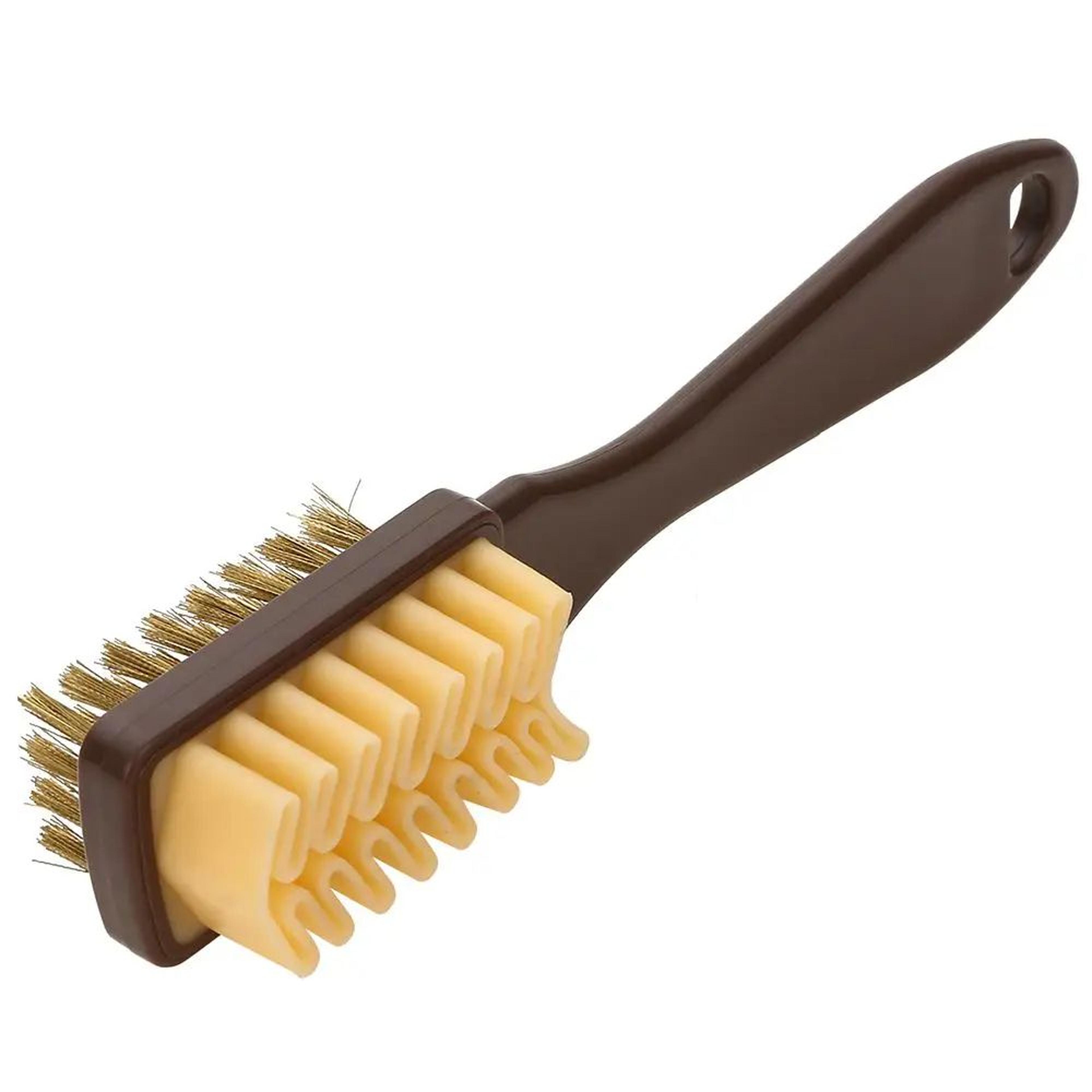 long-handle shoe cleaning brush with rubber eraser – multipurpose boot & leather cleaner for dust, scuffs & stains