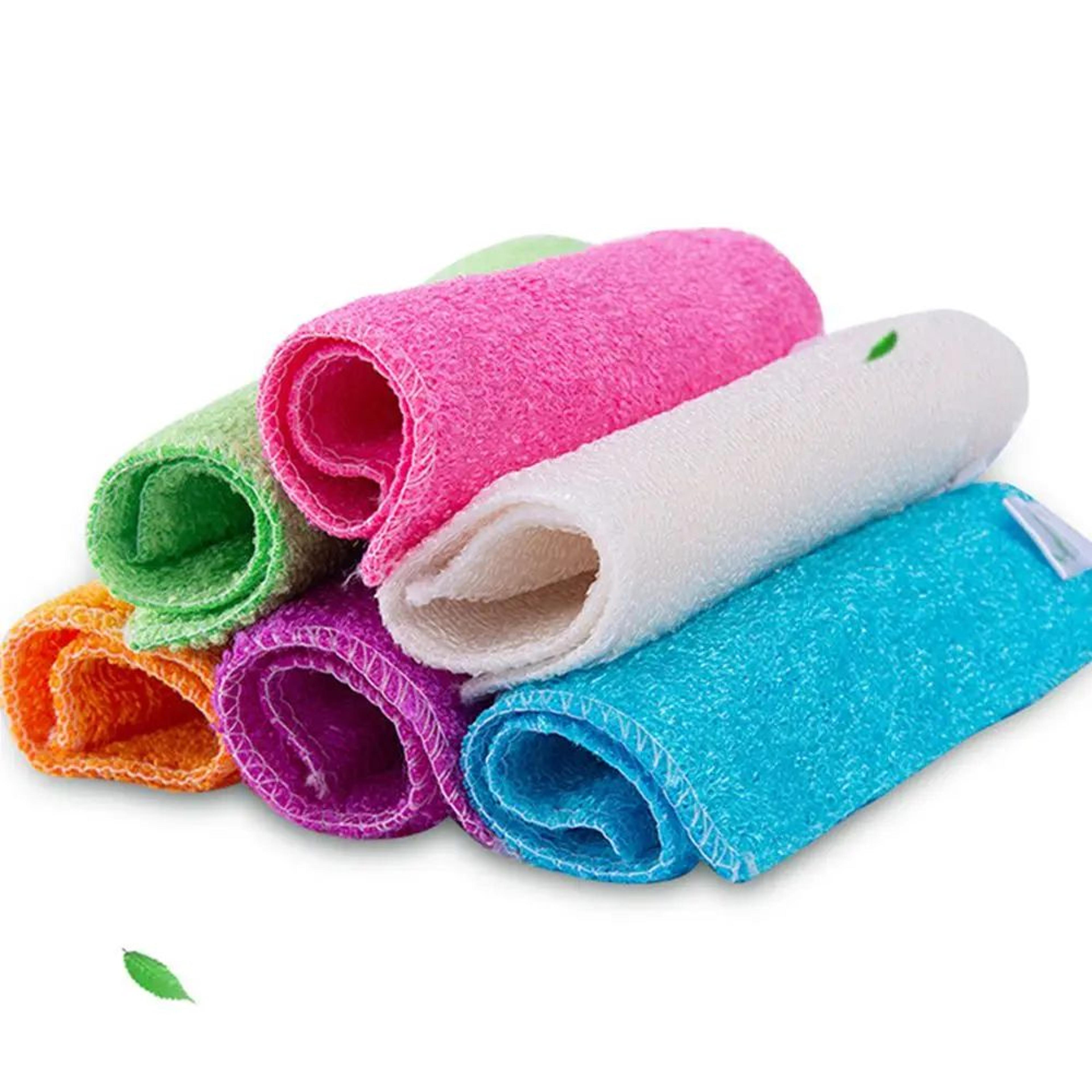 bamboo fiber kitchen cleaning cloths – super absorbent anti-grease dish wipes, washing towels & scouring rags