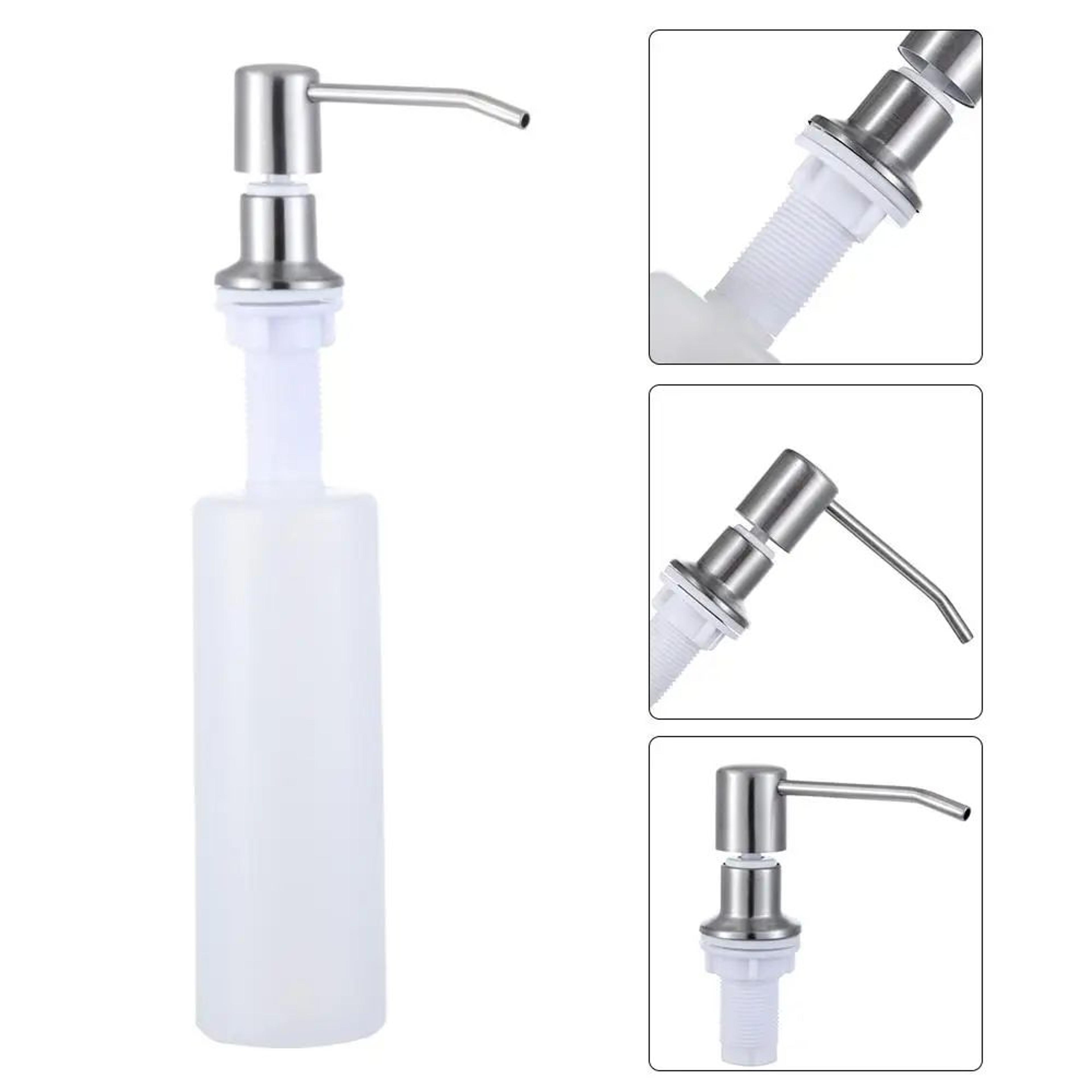 stainless steel pump soap dispenser bottle for kitchen sink & bathroom, refillable hand wash lotion holder, durable