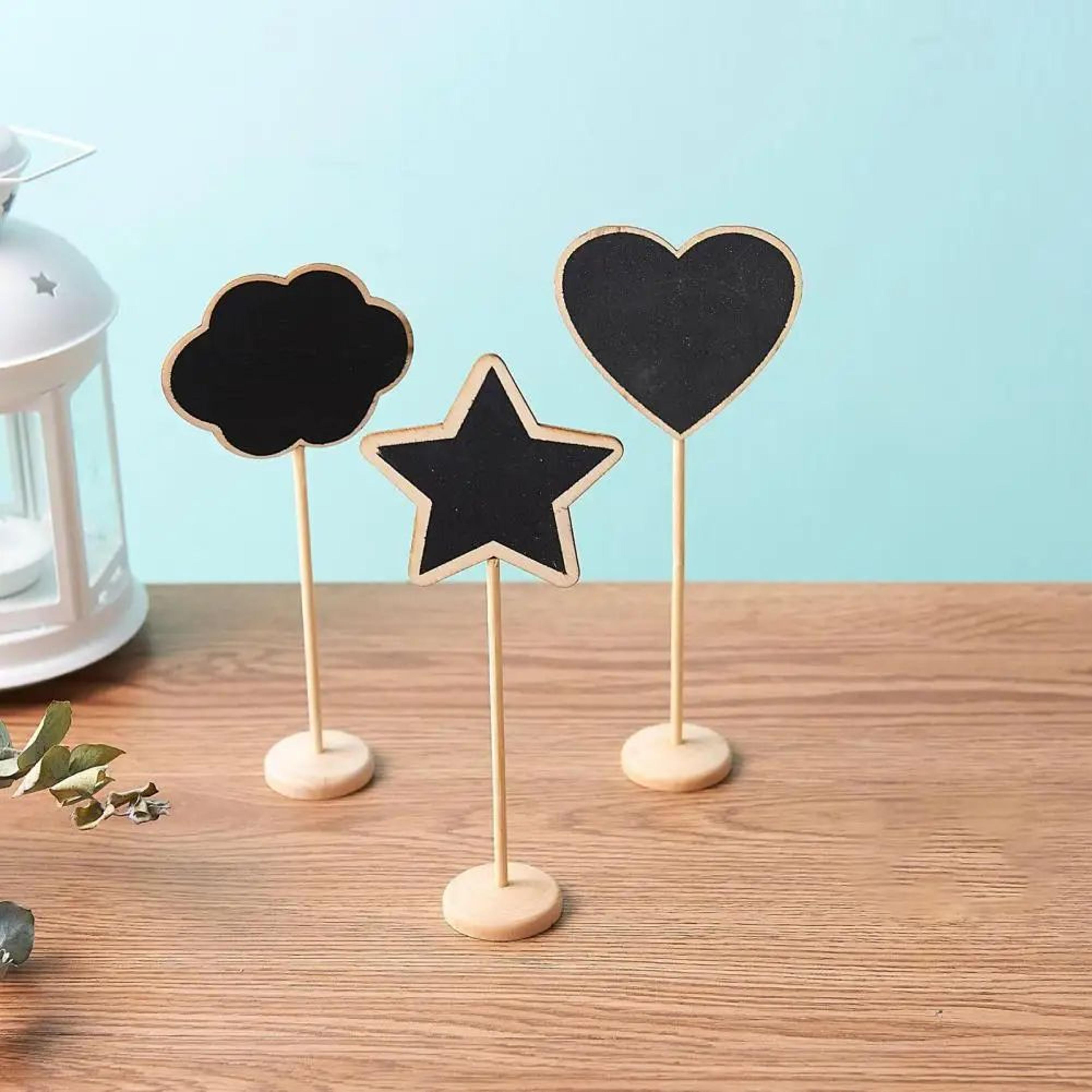 10 pcs mini chalkboard signs with wooden easels for messages, table numbers, events, cafes & home decor