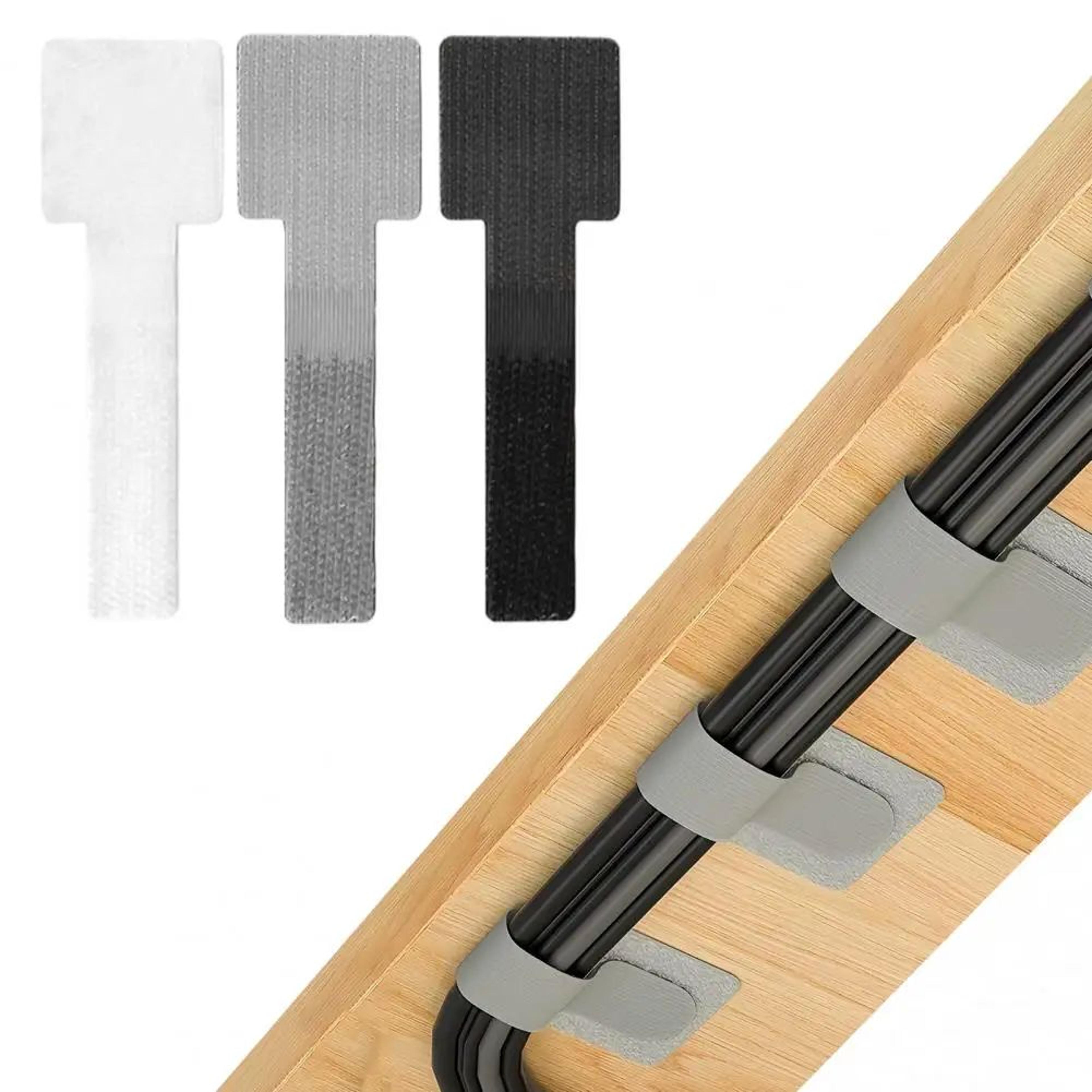 self-adhesive reusable cable ties with adjustable cord straps, strong sticky wire clips for home & office management