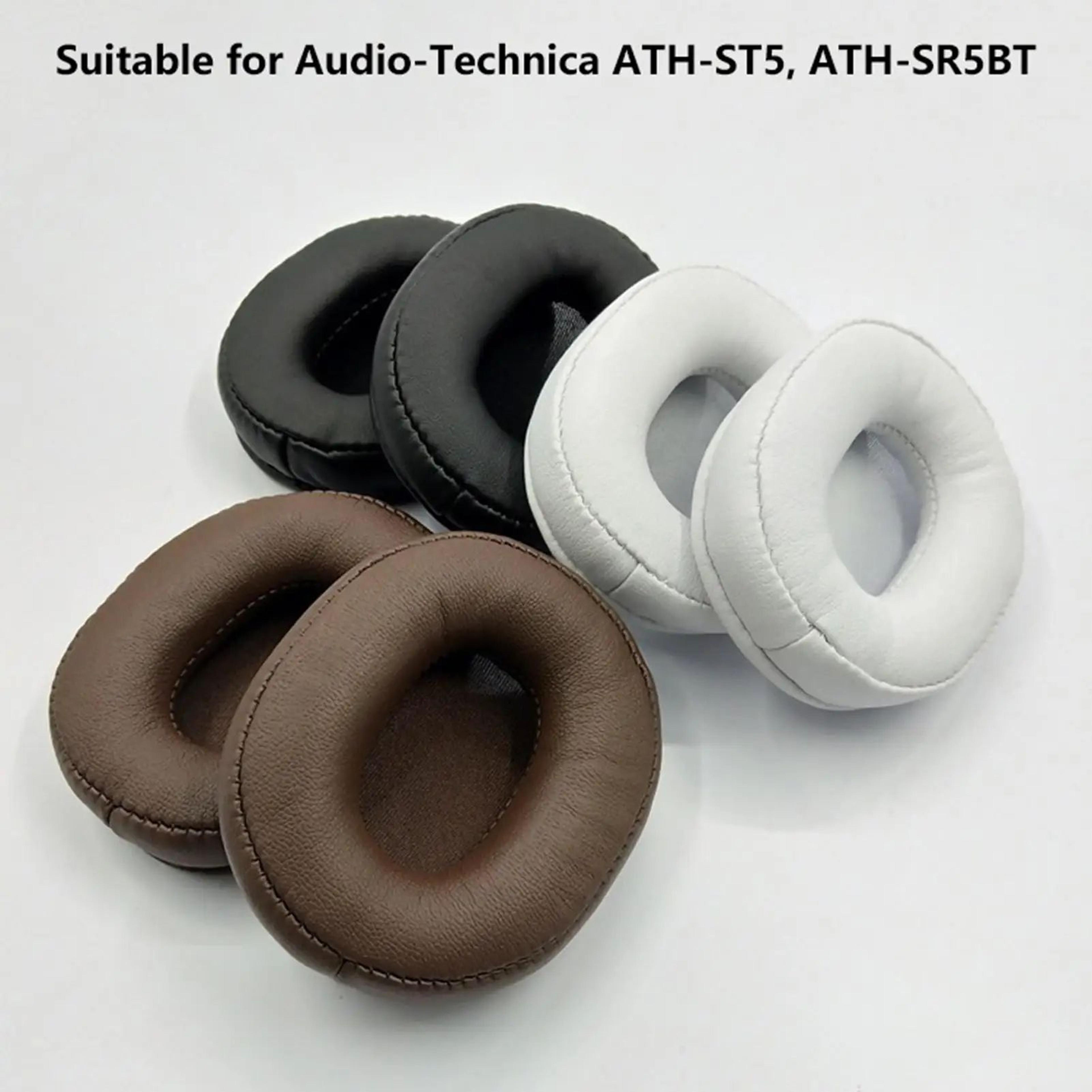 replacement ear pads + headband cushion for audio-technica ath-sr5/sr5bt, faux leather comfort, easy install