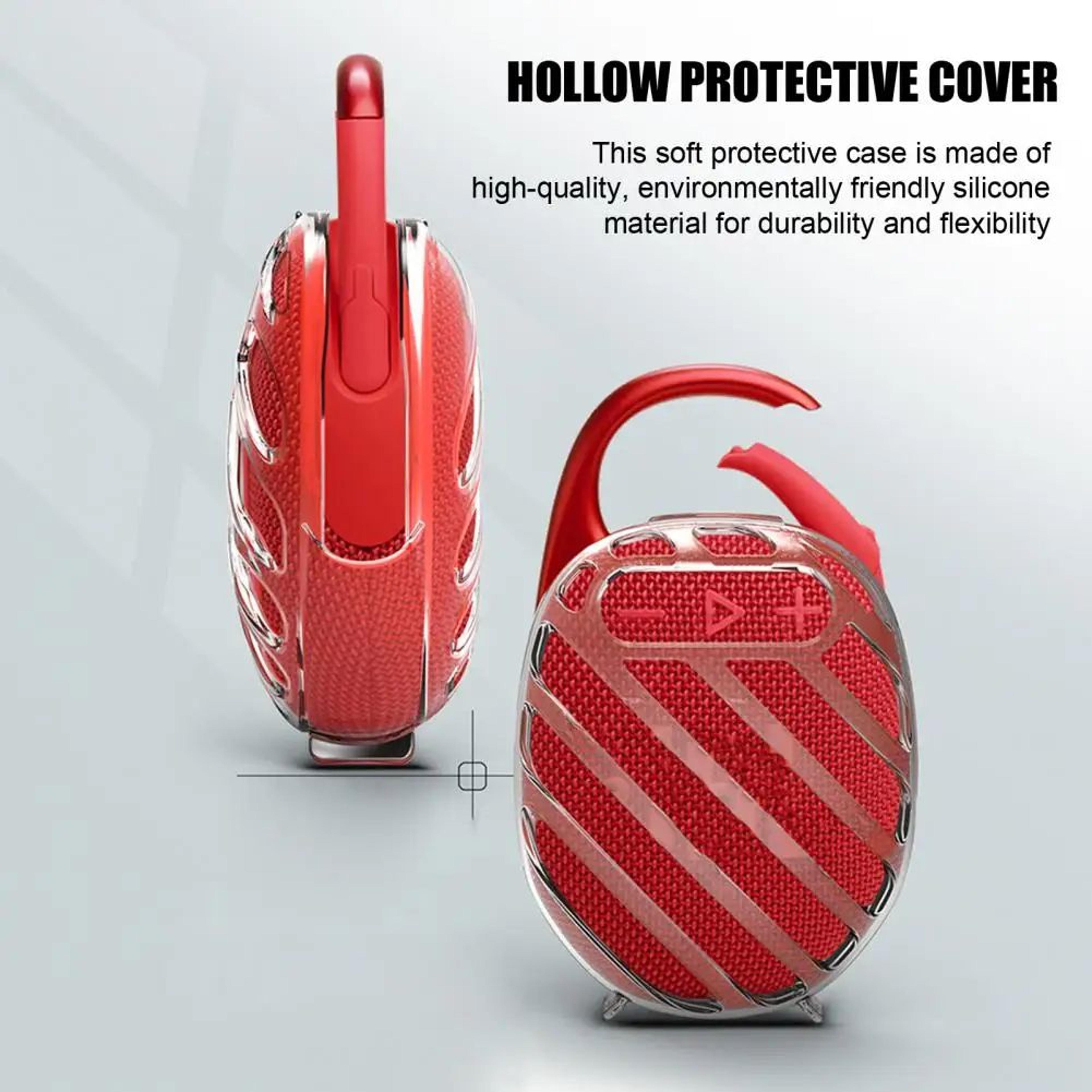 transparent tpu protective case for jbl clip 5, shockproof drop-proof speaker cover with hollow design for sound clarity