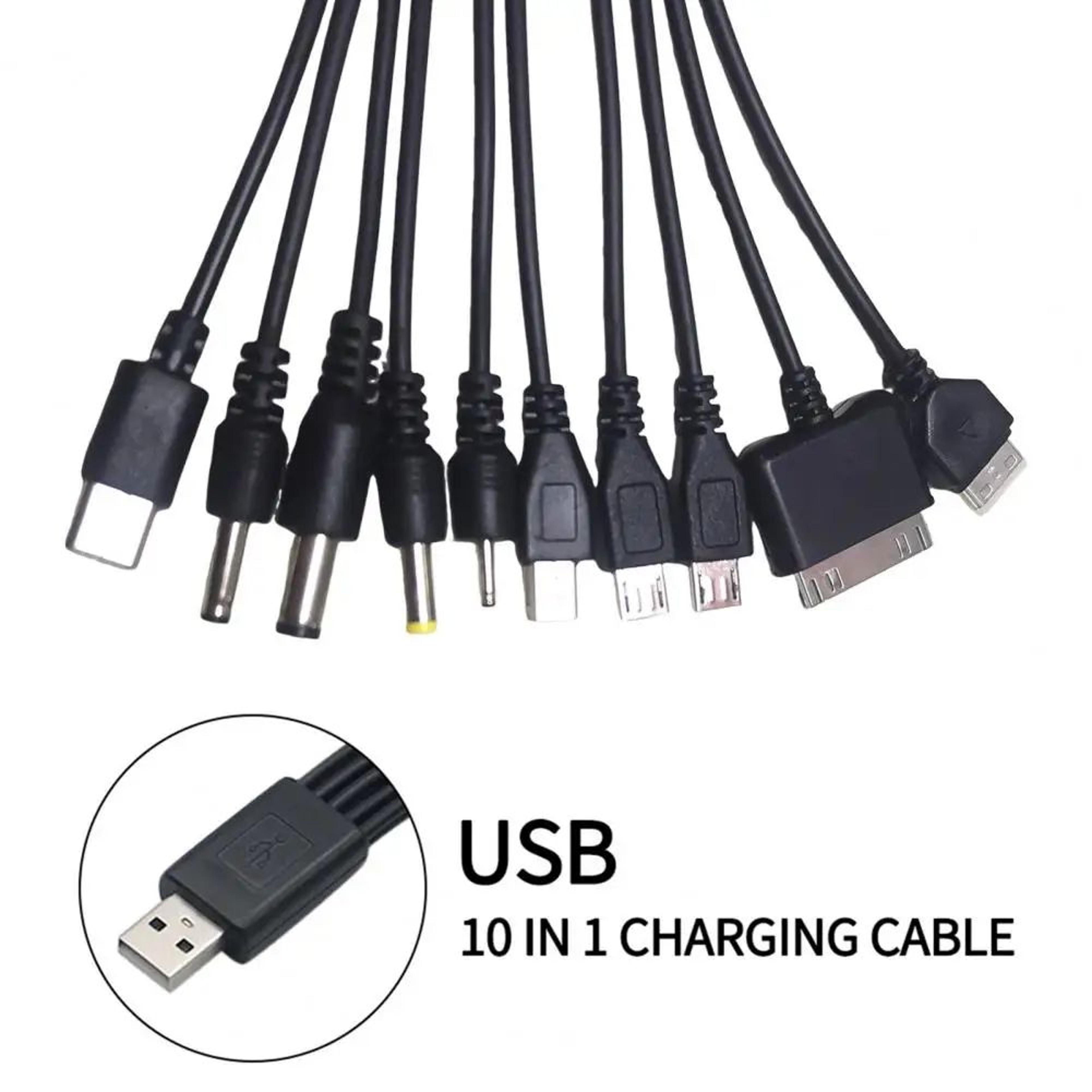 10in1 multi-device charging cable 9.06 inches, universal tangle-free pvc cord, fast charge data cable for most phones