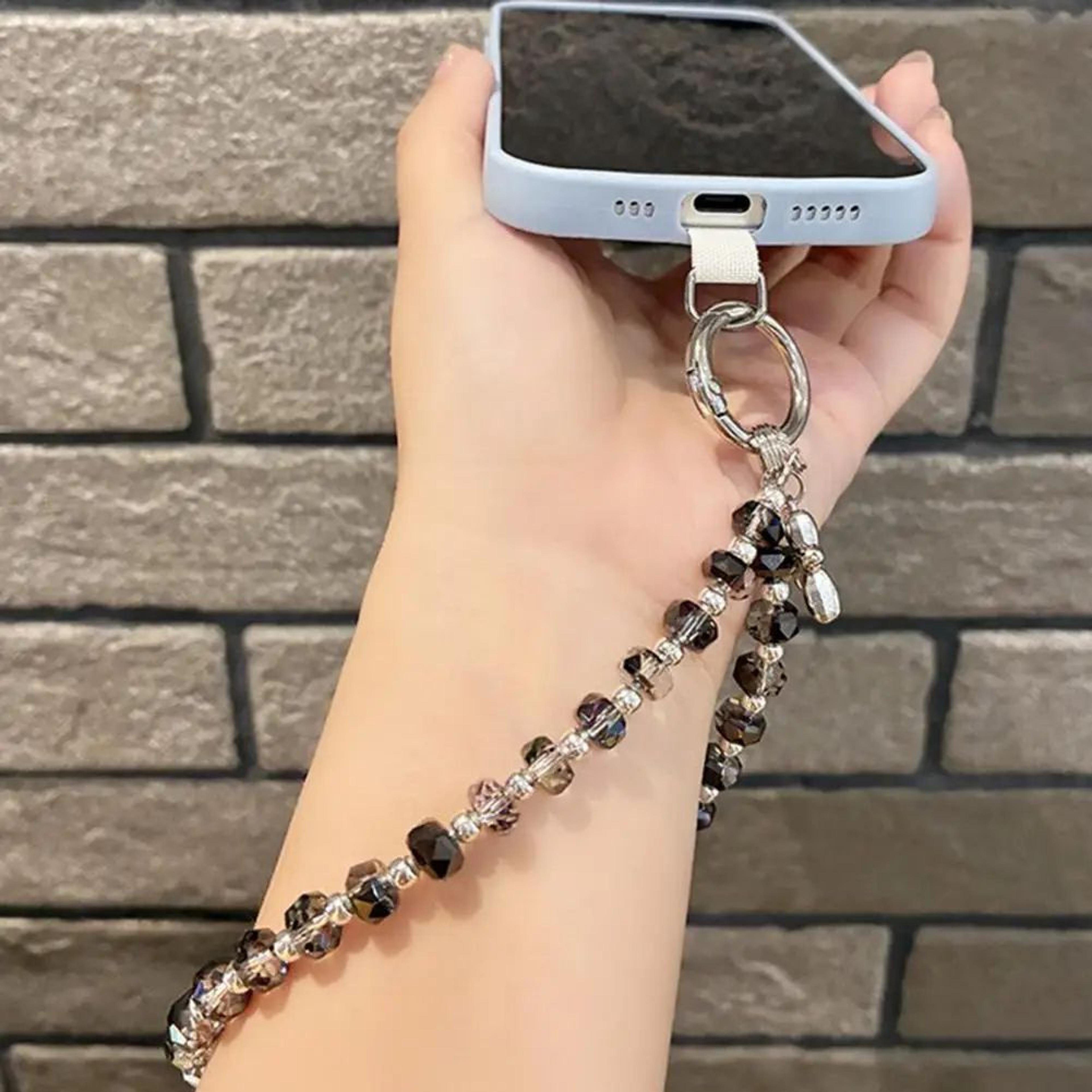 faux crystal phone strap detachable chain glamorous phone lanyard adjustable wrist strap purse charm bag accessory