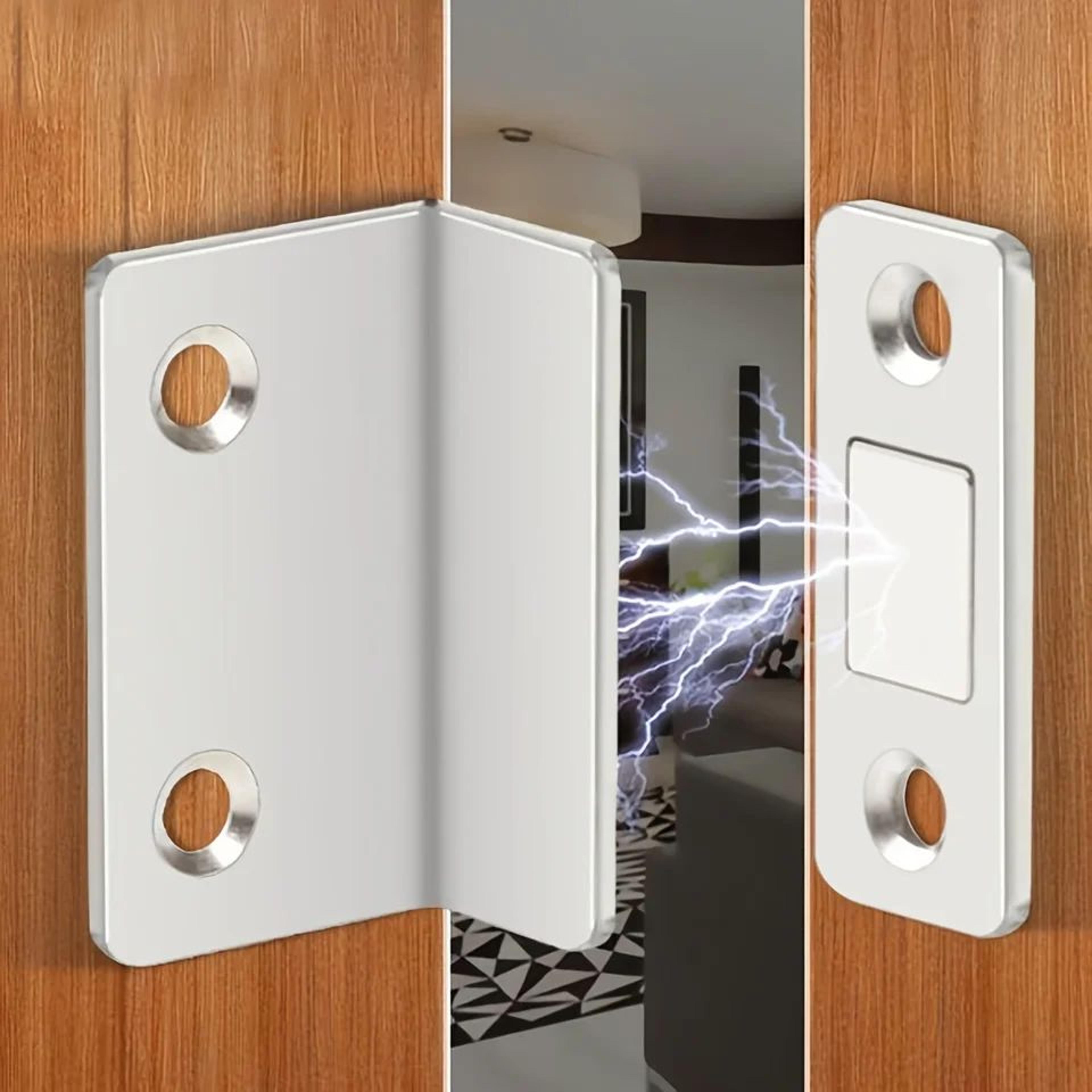 2pcs magnetic door catch for cabinets & sliding doors – invisible drill-free adhesive latch, strong hold, easy release