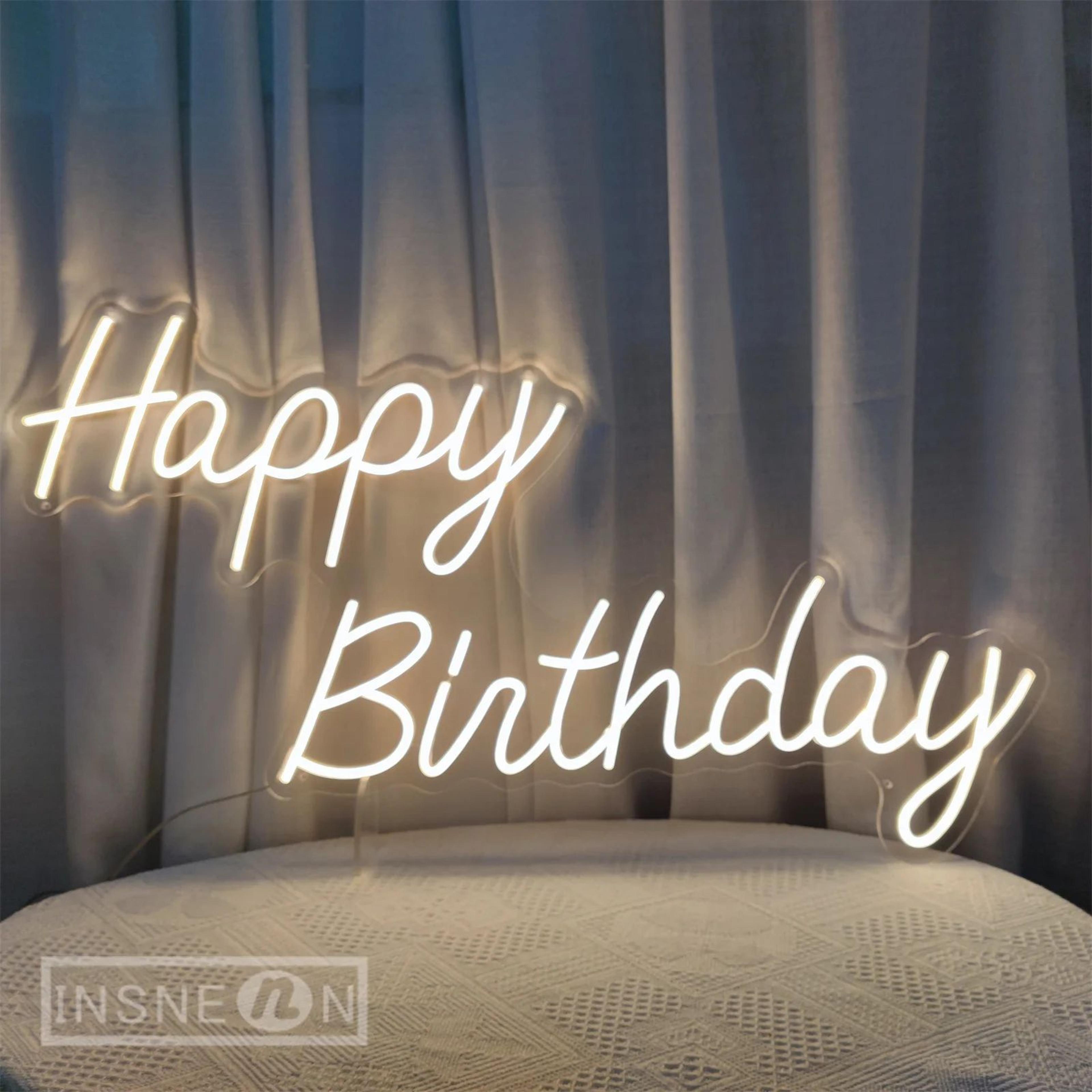 happy birthday led neon sign – usb party wall decor light for bedroom events photos bright celebration aesthetic glowx