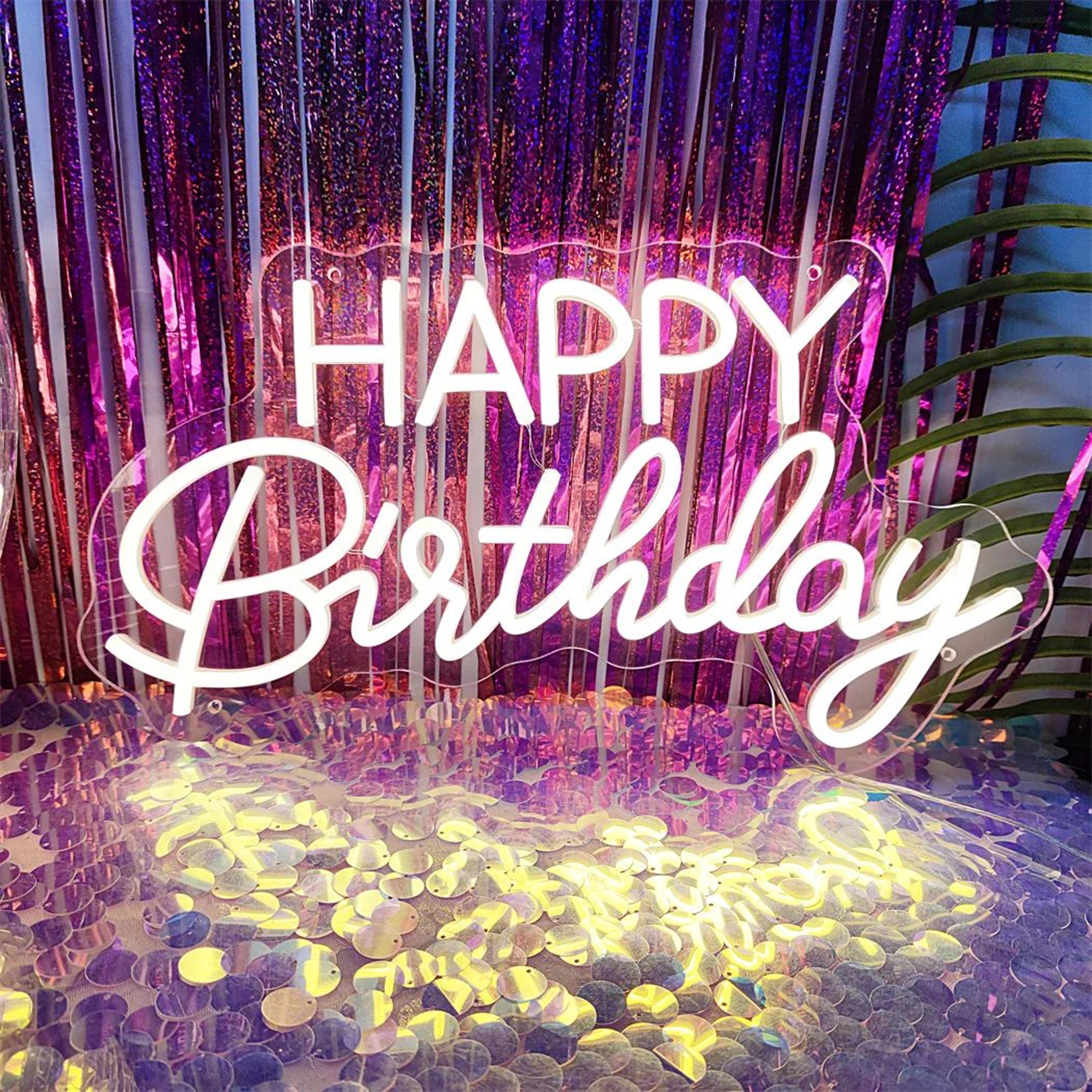 happy birthday led neon sign usb wall light for home bedroom & party decor, bright photo backdrop glow for celebrations
