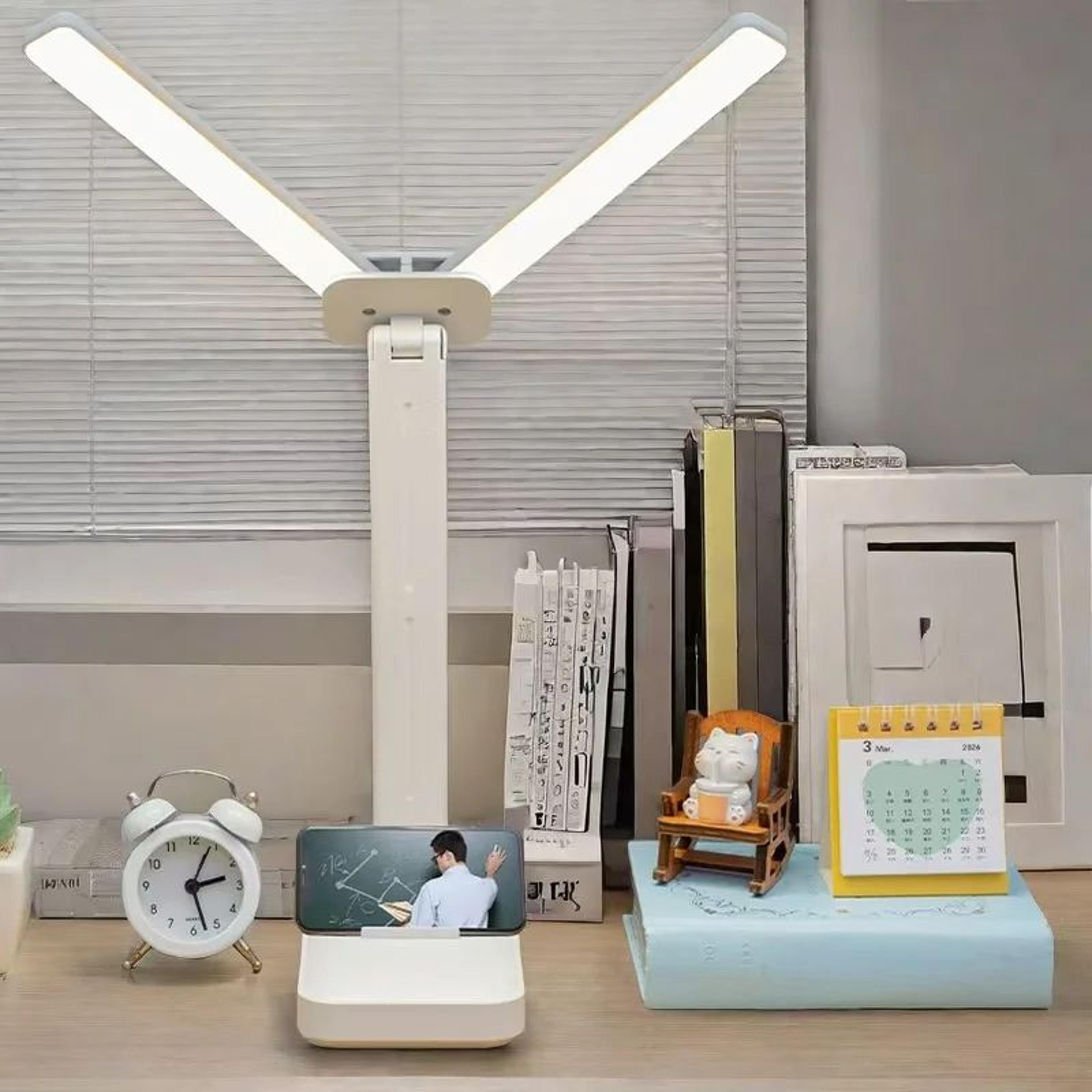 usb rechargeable led desk lamp foldable touch table light, 3 level dimmable eye-care lighting for bedroom study office