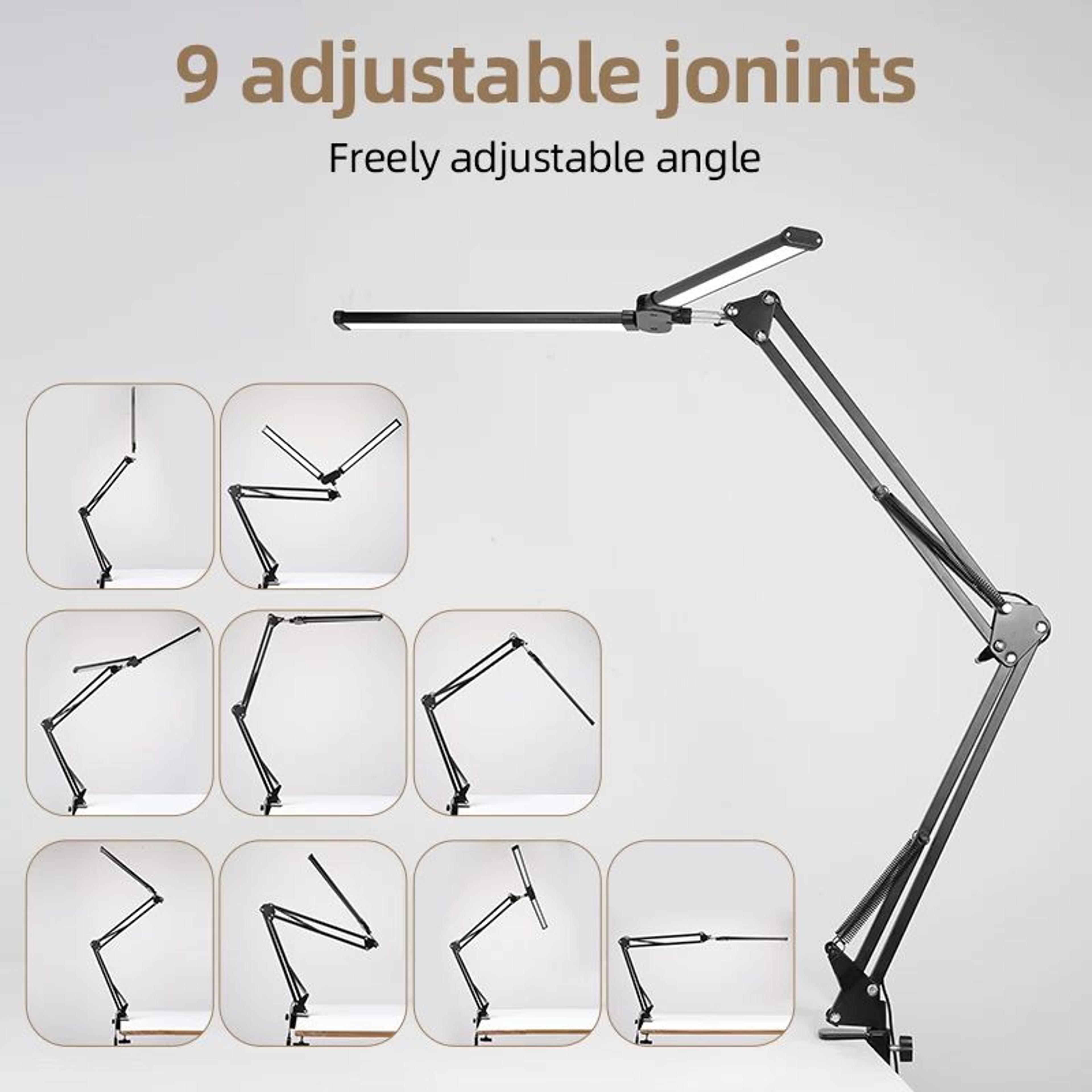 double head led desk lamp usb powered, stepless dimmable monitor light for office study reading computer table lighting