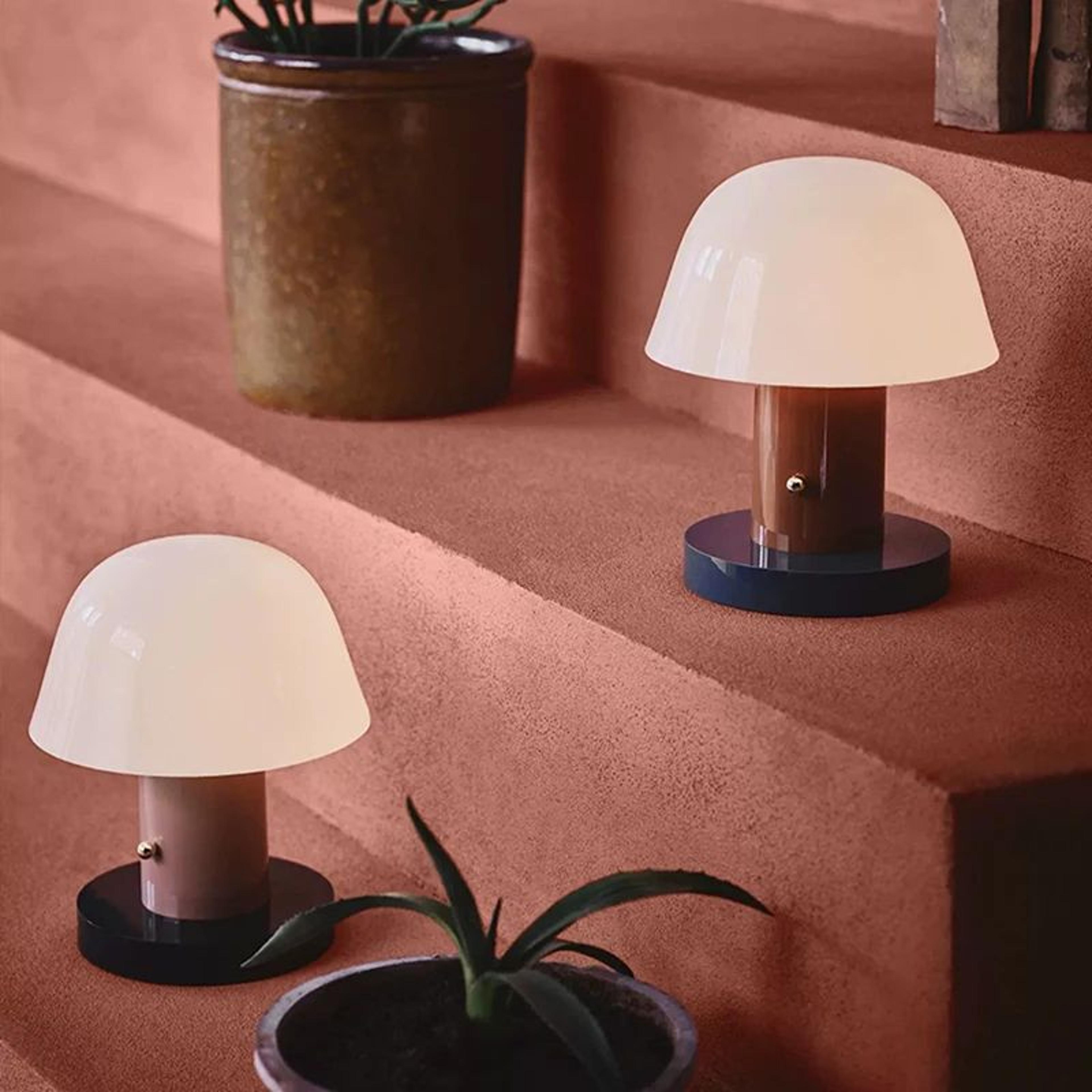 usb rechargeable mushroom table lamp, warm touch led night light with piano finish for bedroom desk decor gift