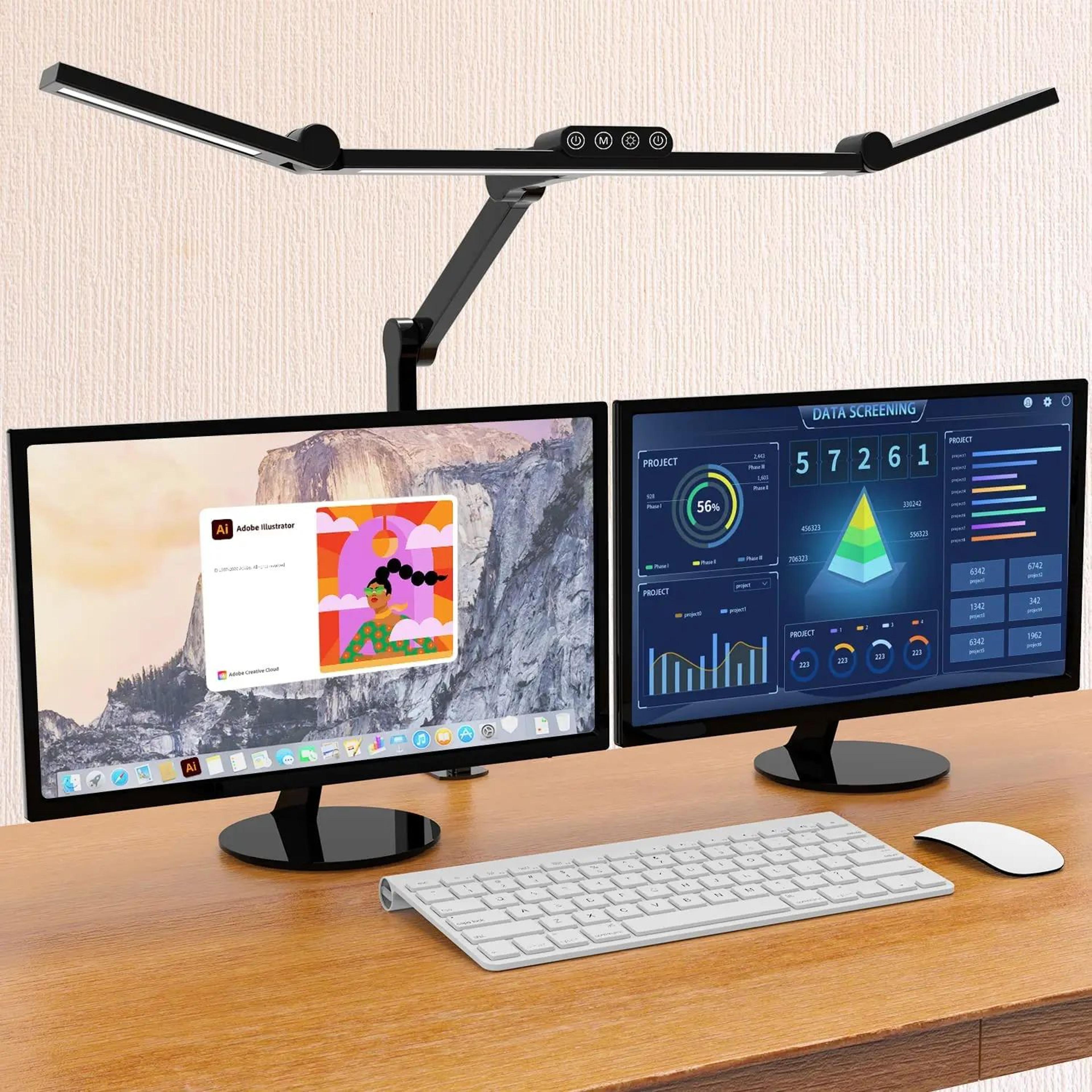 24w ultra bright led clamp desk lamp, auto dimming architect task light with atmosphere lighting for home office
