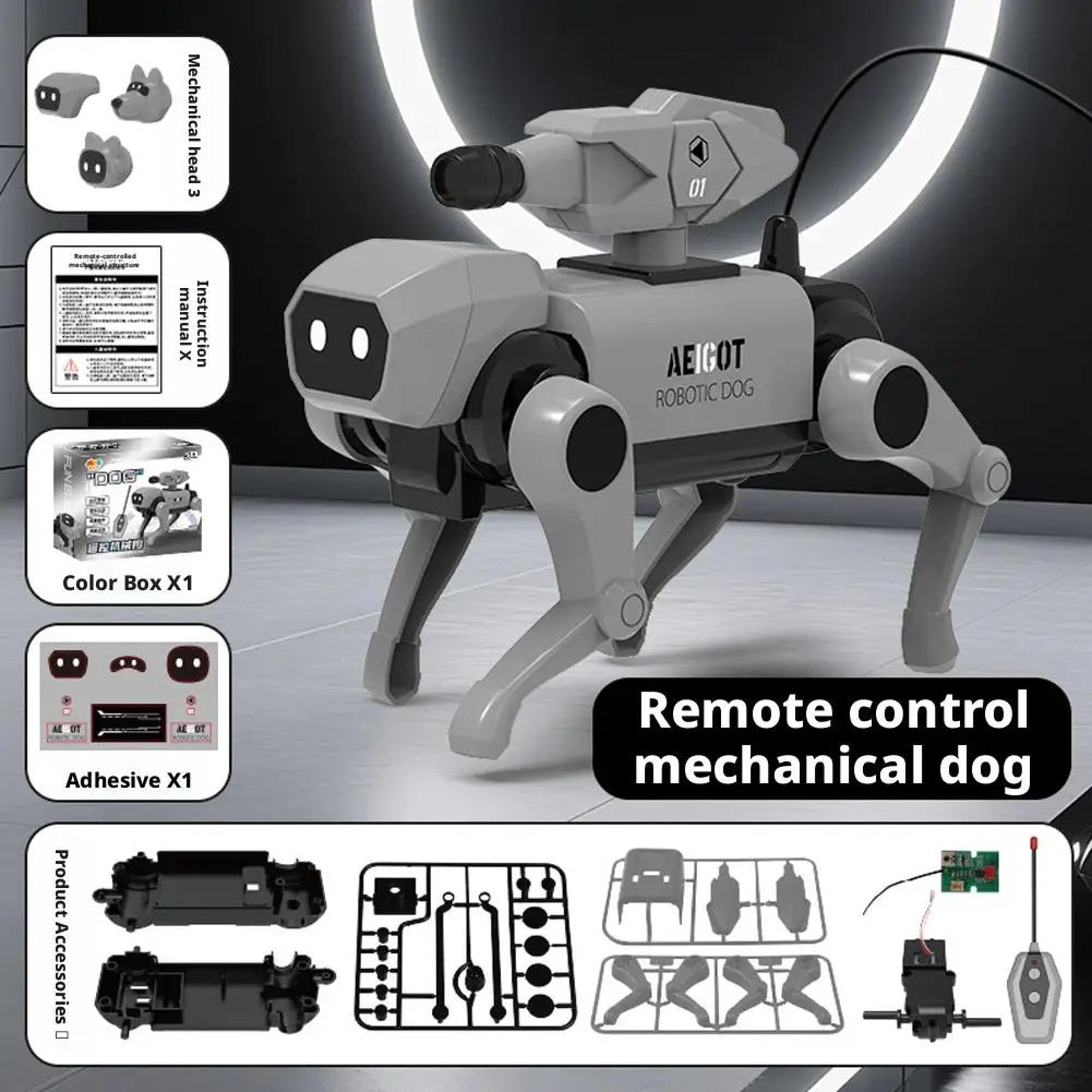 remote control mechanical dog building kit for kids - stem assembly robot pet toy, educational science gift, fun diy mod