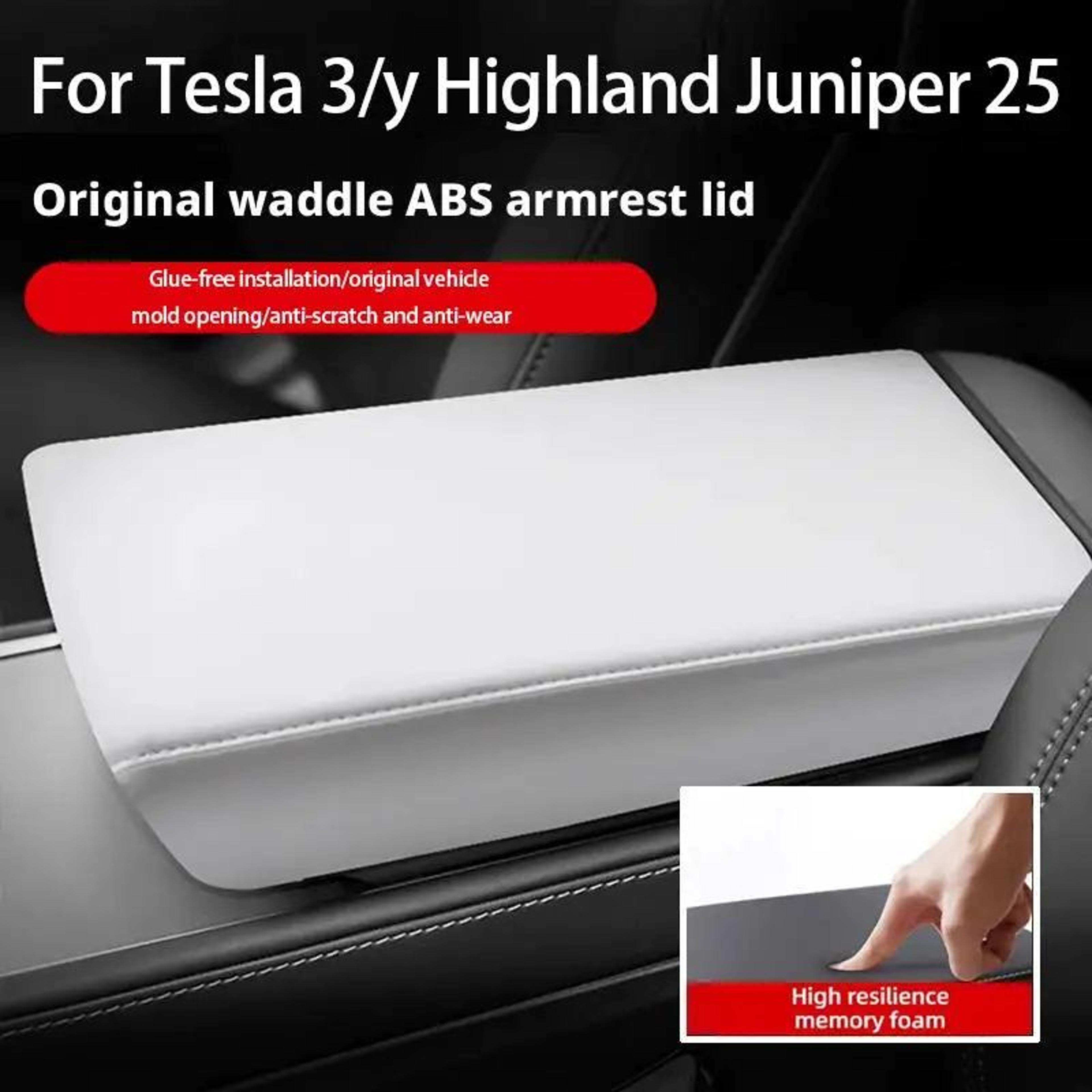 tesla model 3/y armrest box pad cover - soft tpe leather center console lid protector, cushion comfort, easy-clean