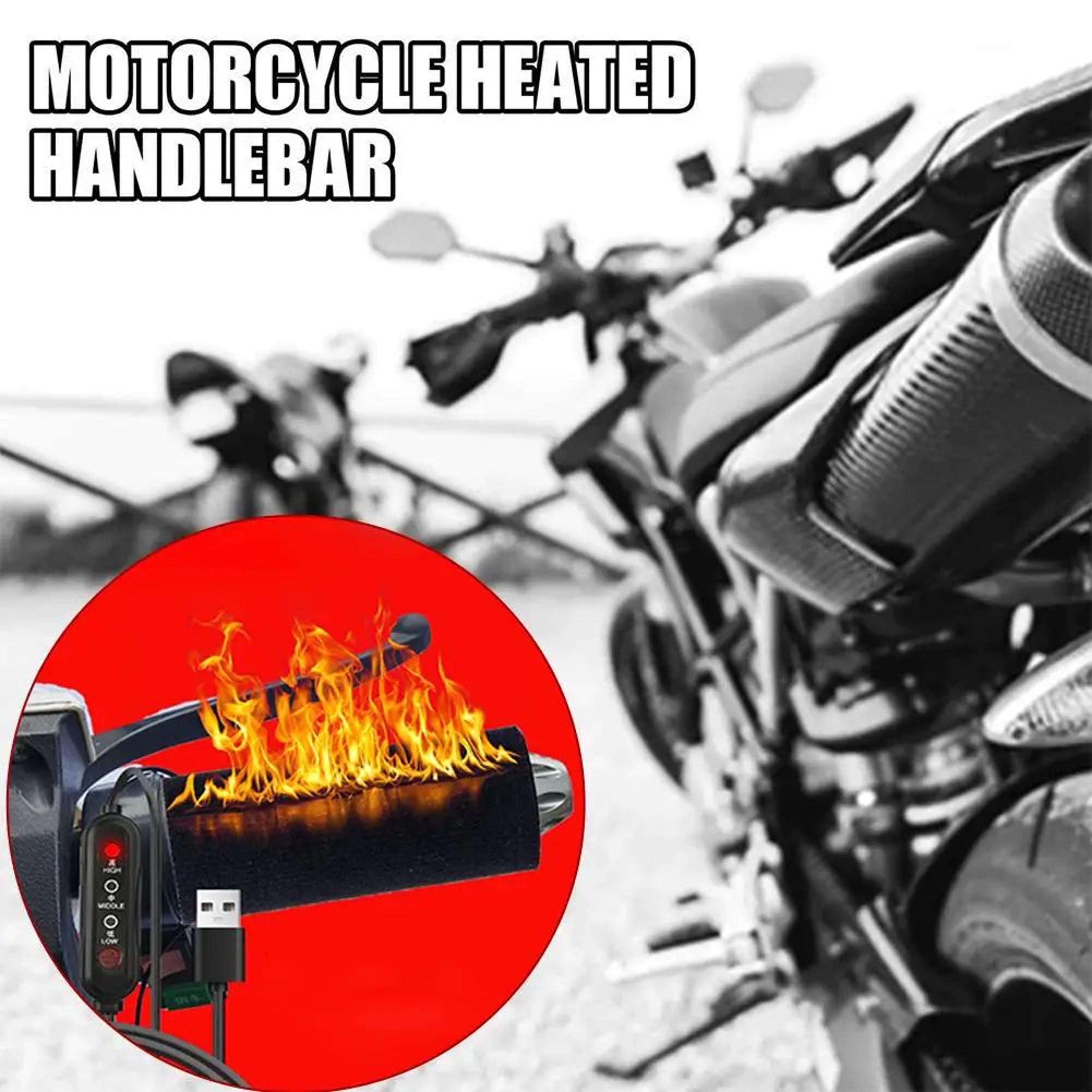 3-level electric heated motorcycle grips - winter handlebar warmer covers, adjustable heat control, cold weather riding