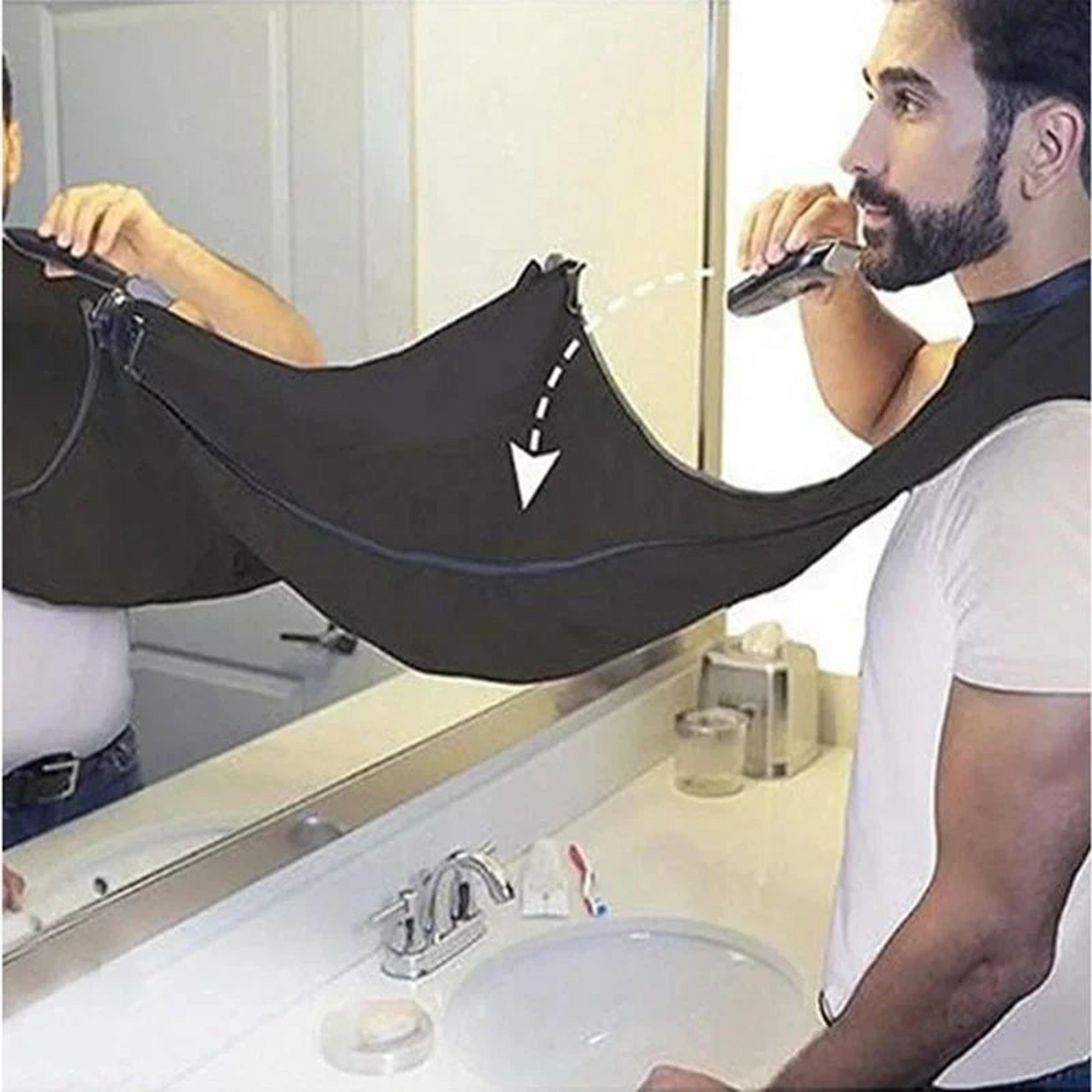 beard catcher bib apron with suction cups - no-mess shaving trimming cape for men, easy clean grooming cloth