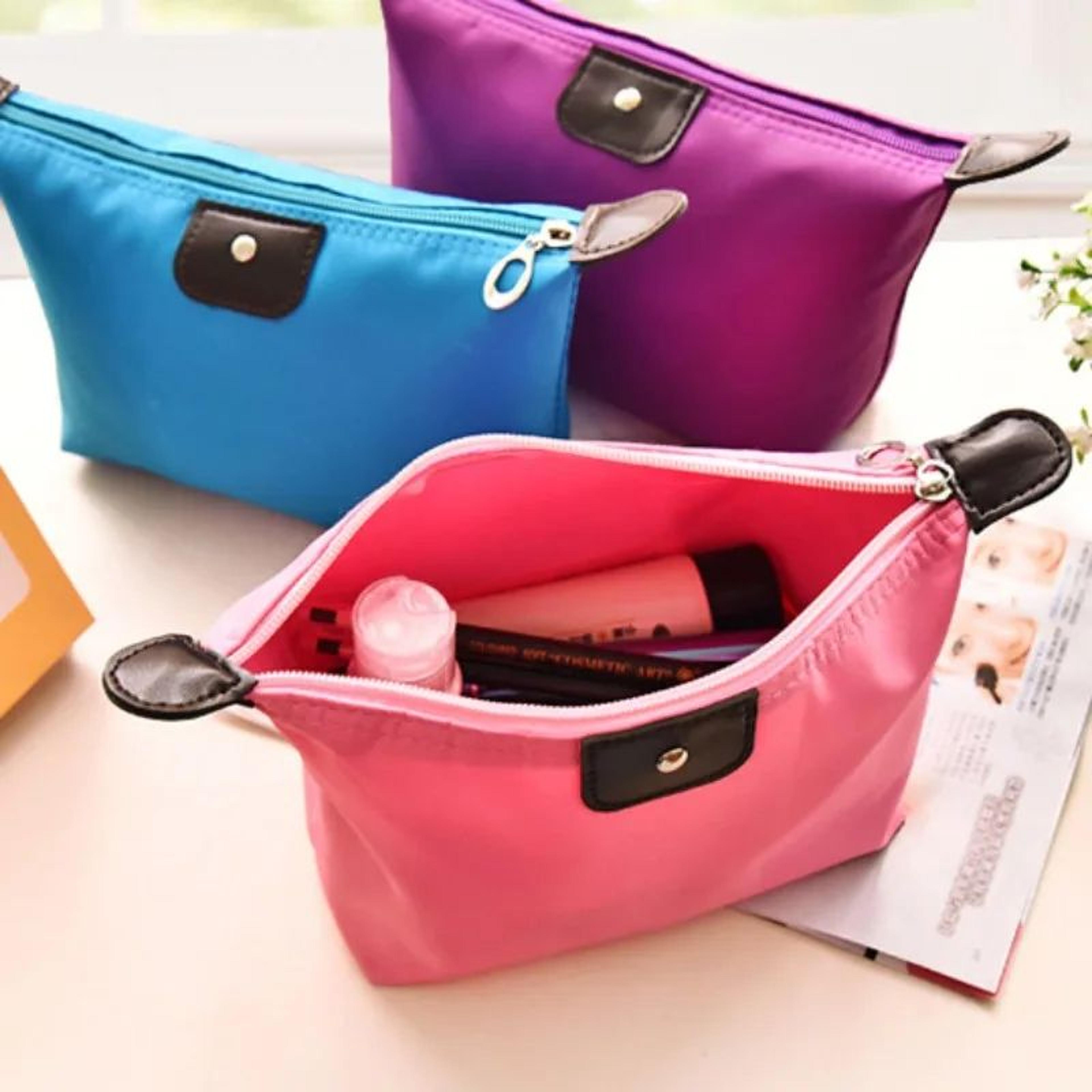 large capacity travel cosmetic bag with zipper - cute portable makeup clutch organizer for toiletries & beauty kit