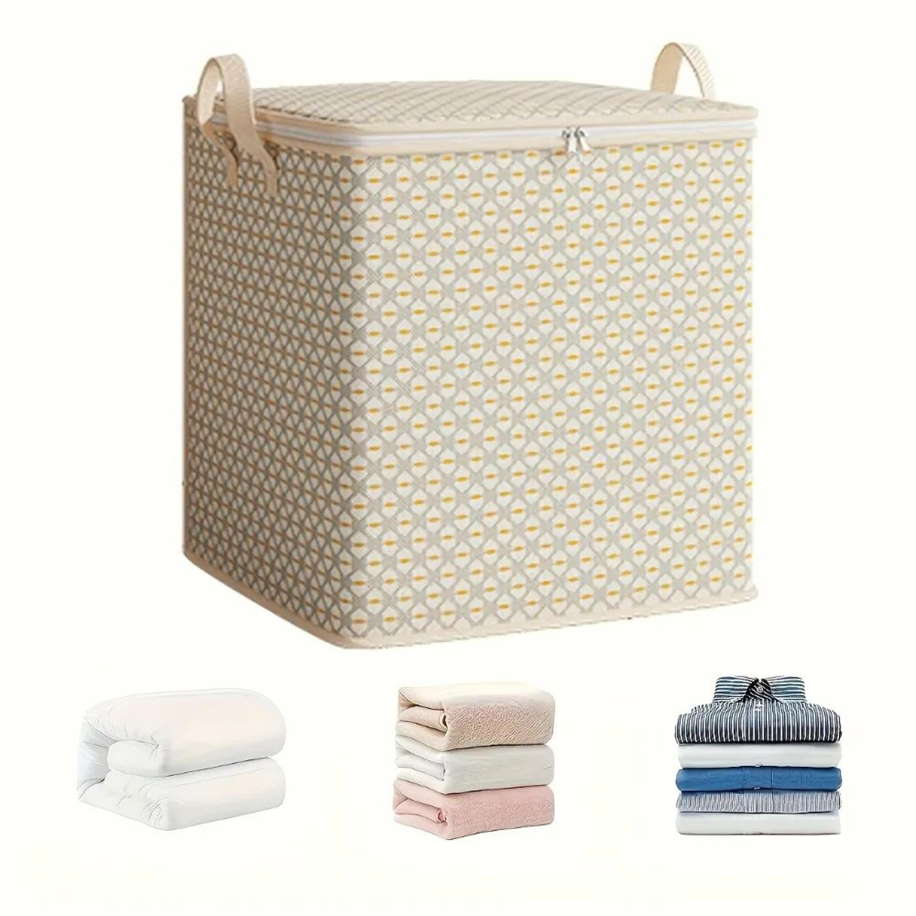 extra large under bed storage bag w/ zipper - bedding & clothing organizer, foldable space saver for closet storage