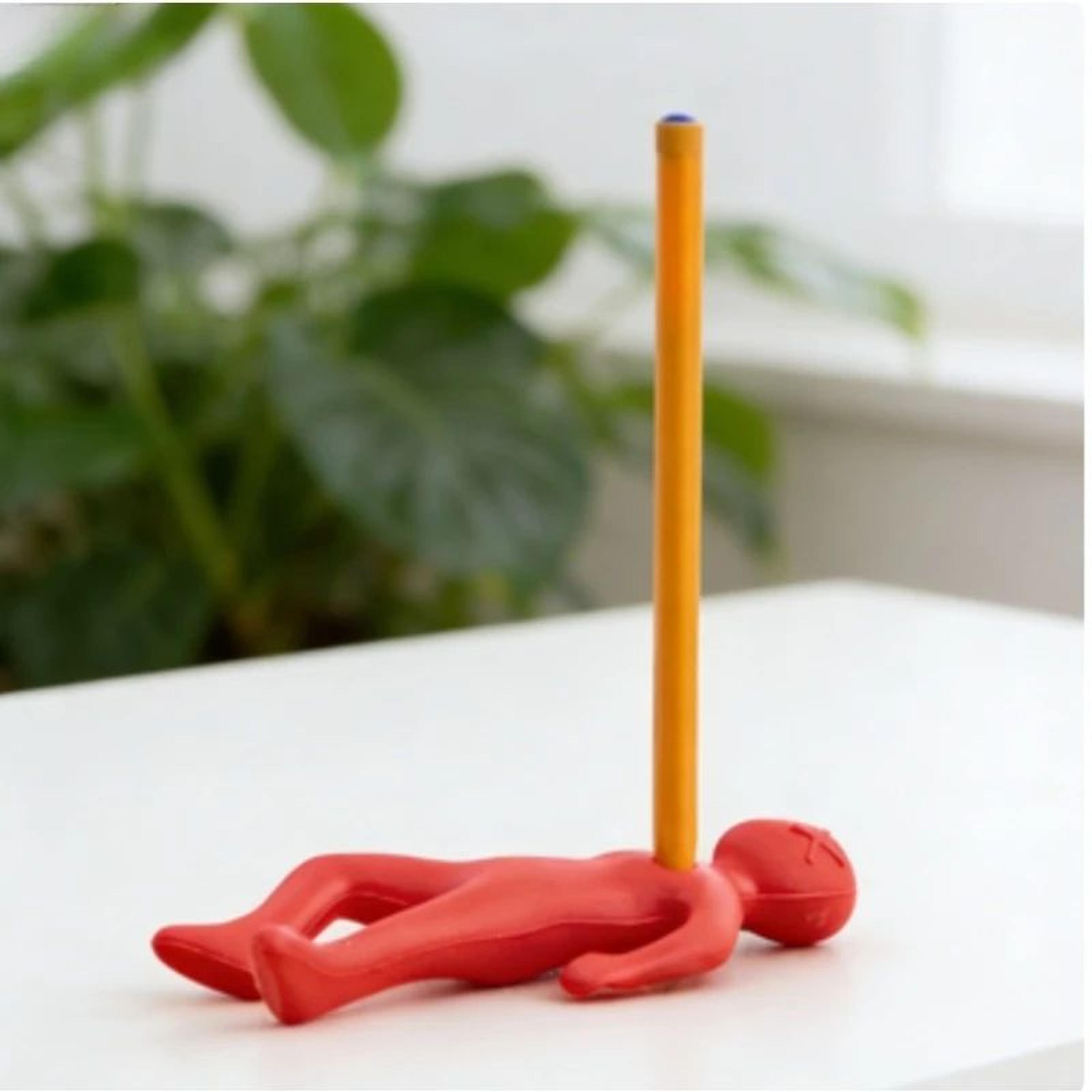 funny vent pen holder desk ornament - creative red villain pen plug stand, cute office decor & novelty gift