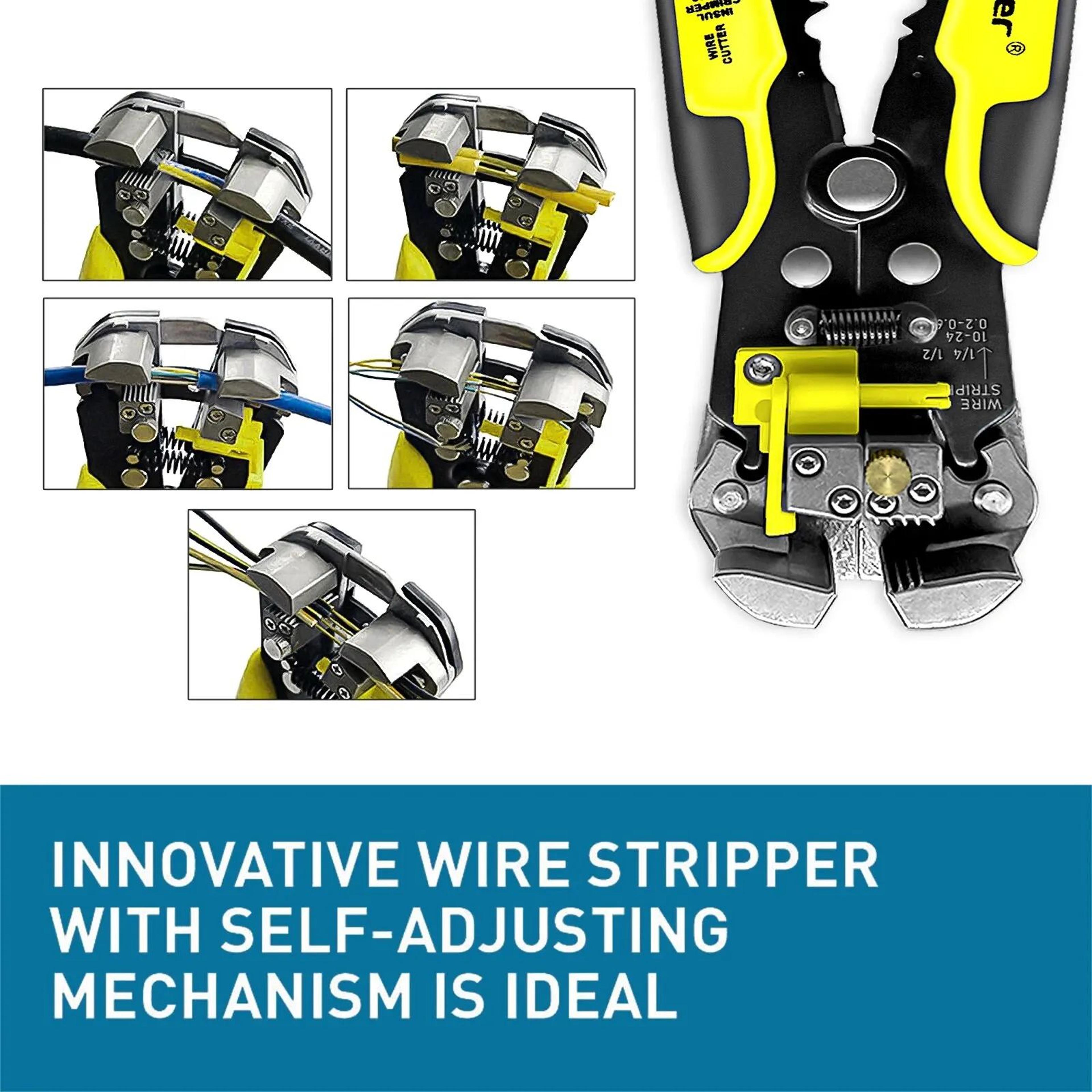 automatic wire stripper cutter crimper - professional electrician cable tool, 10–24 awg multifunction pliers