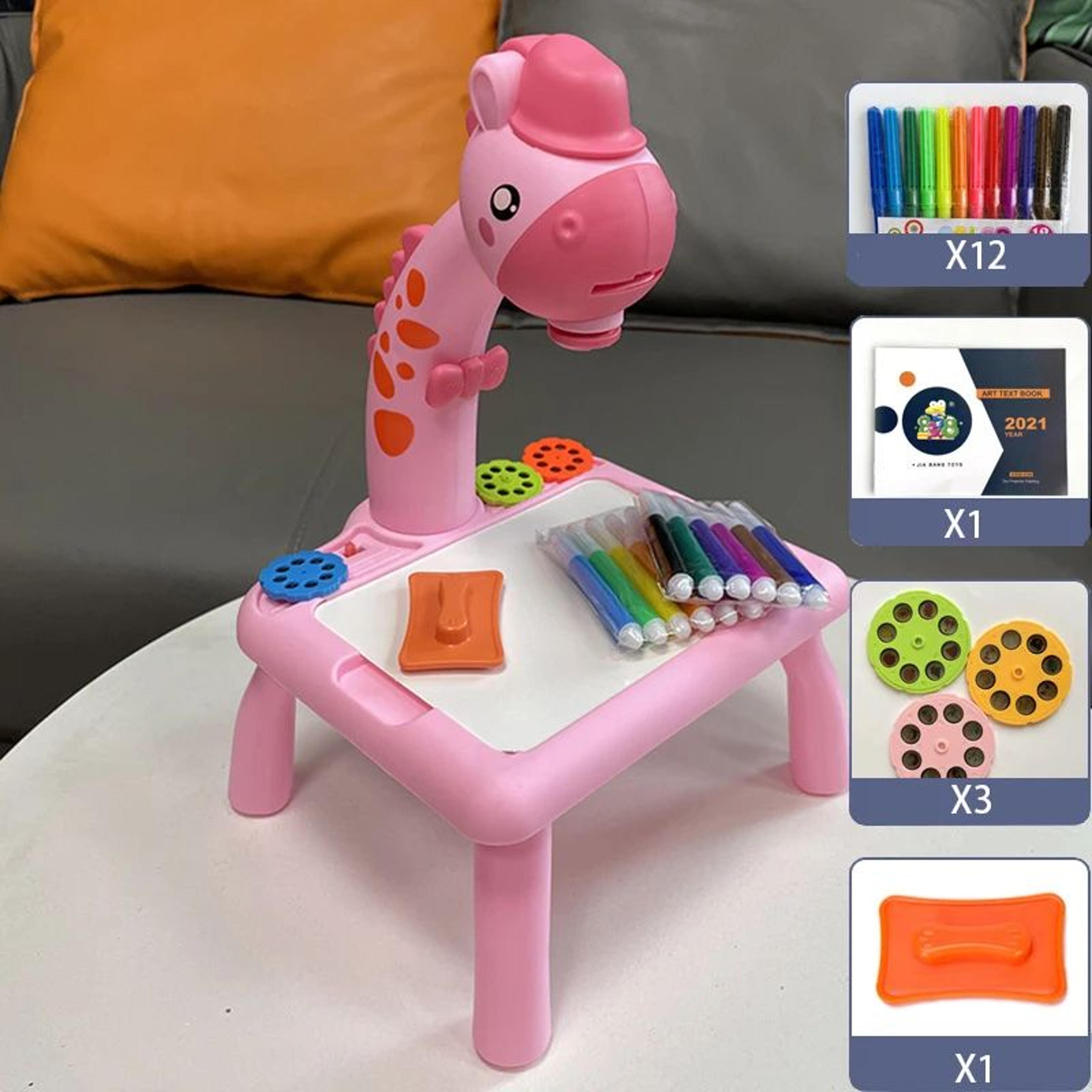 kids led projector drawing table - trace & paint art desk set, educational learning board toy for toddlers and children