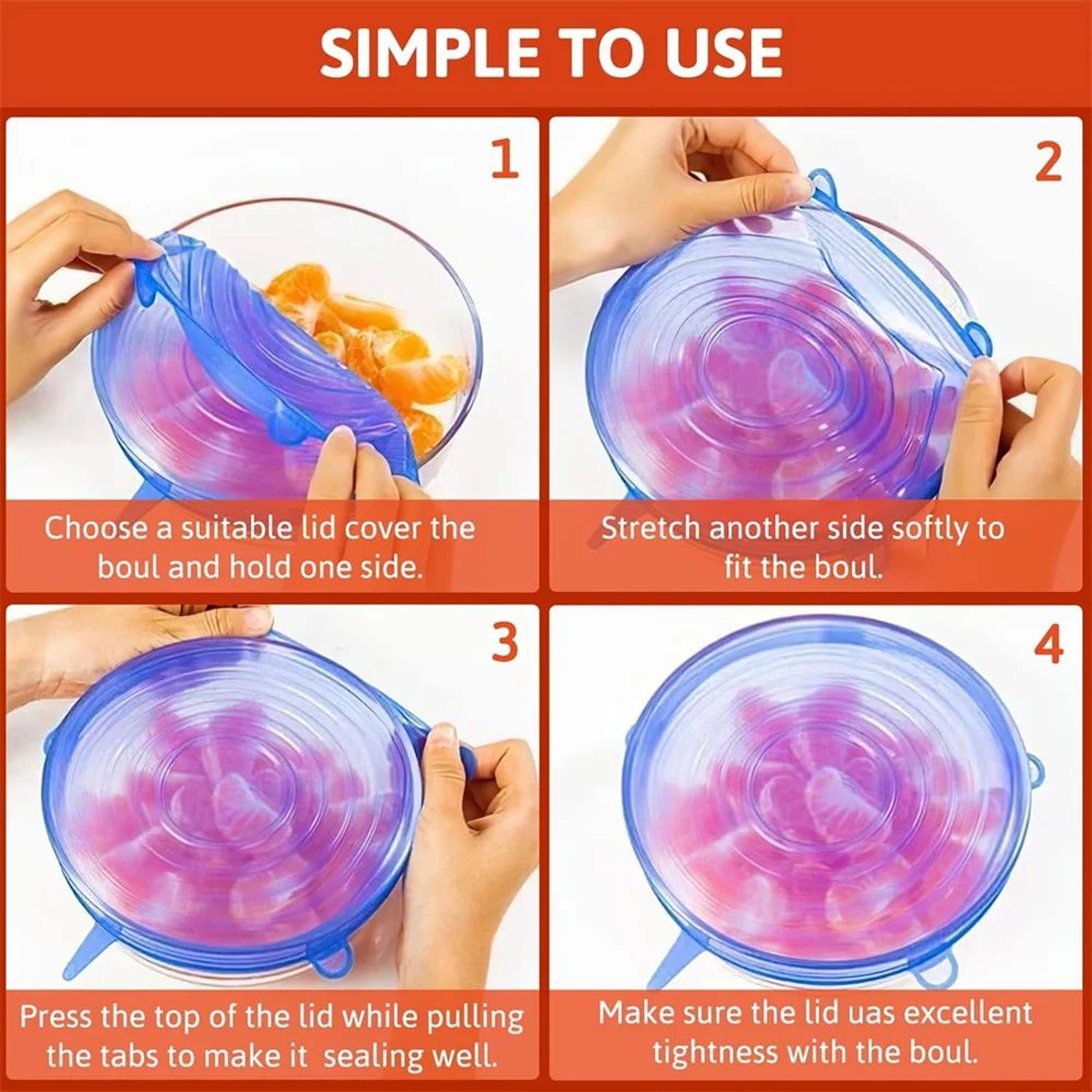 reusable silicone stretch lids set – food grade airtight covers for bowls, plates & containers, leakproof