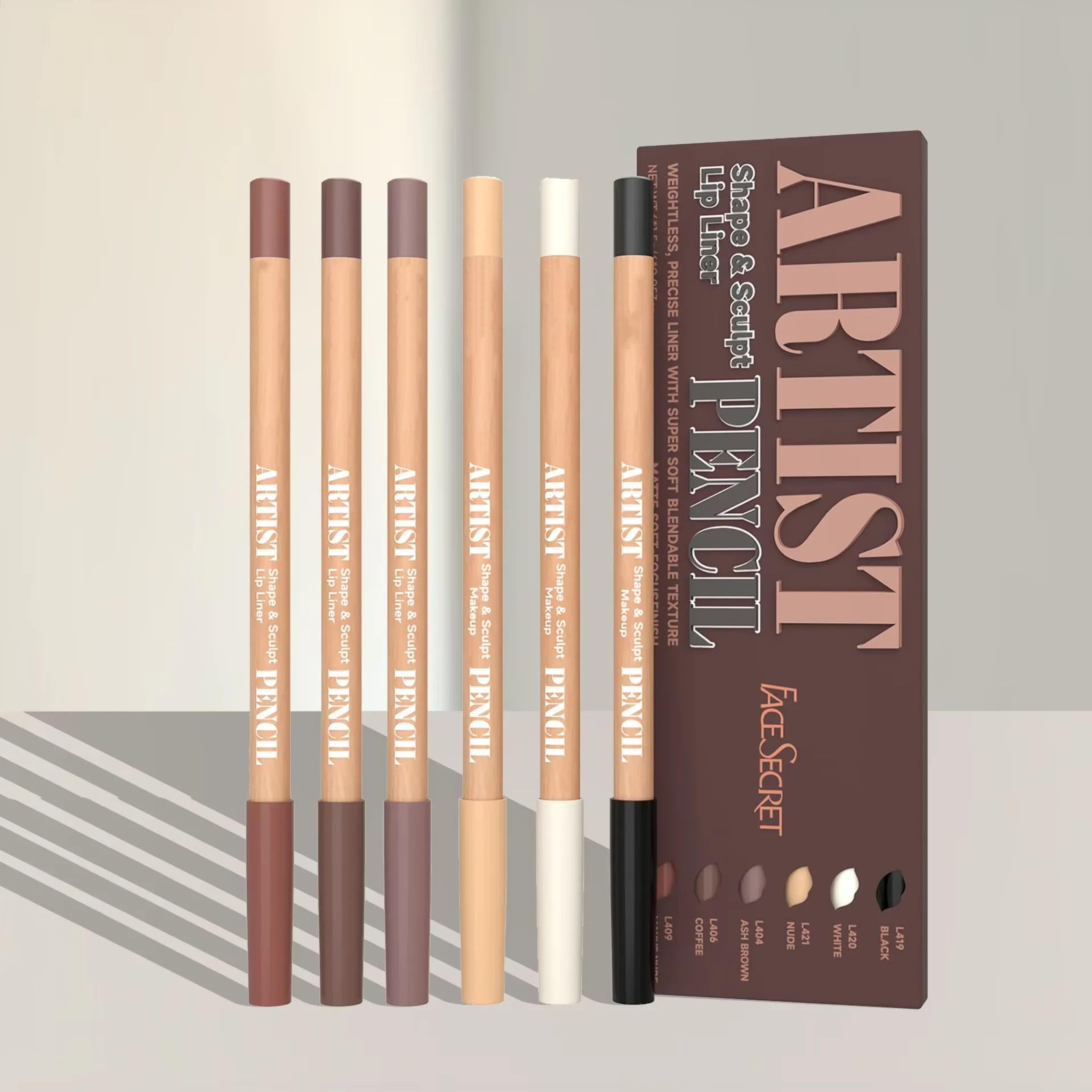 face secret artist shape sculpt lip liner pencil set – weightless matte lip liner, precise smudge-proof, soft blendable