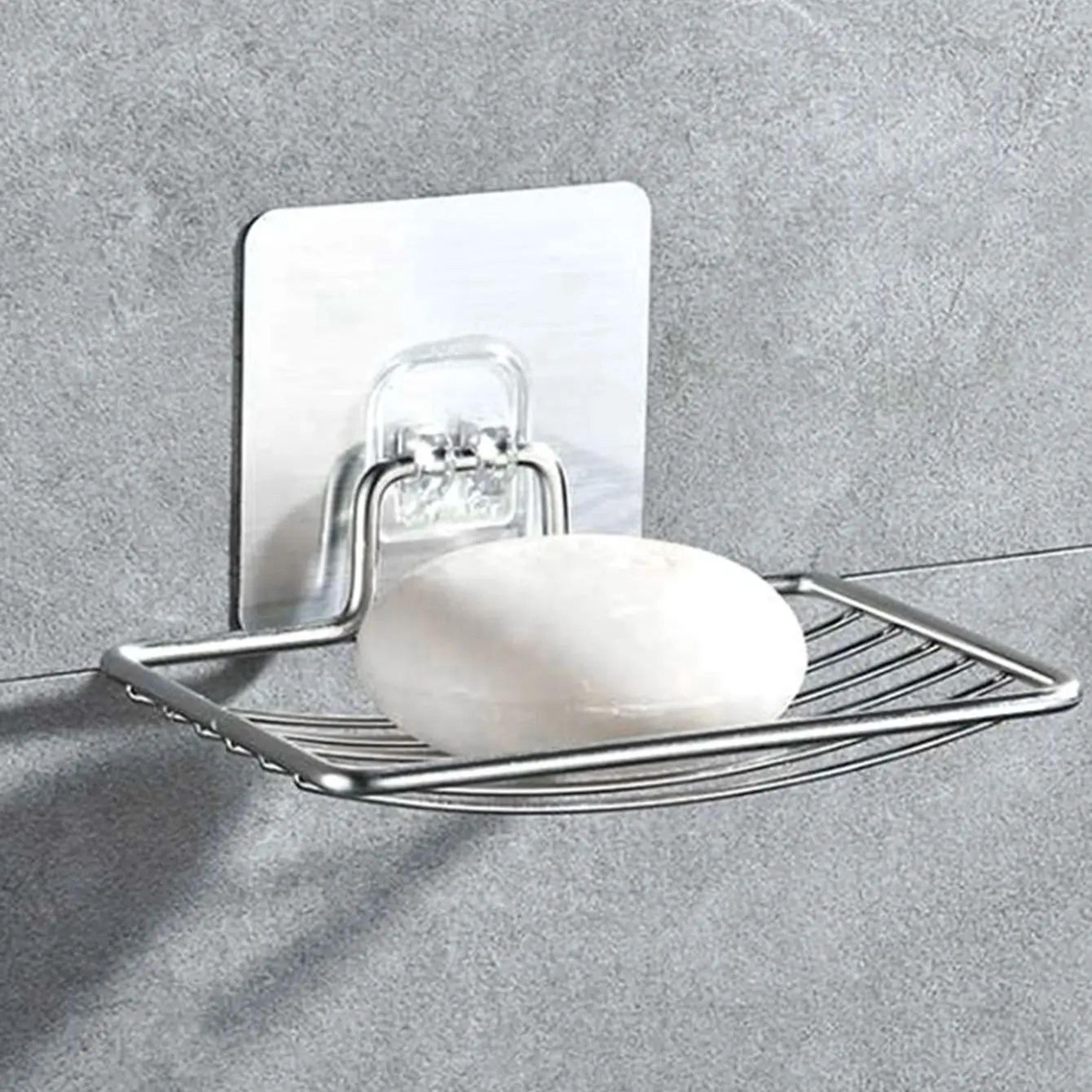 stainless steel soap holder with suction cup – punch-free wall mounted soap dish rack, drain design, luxury bathroom she