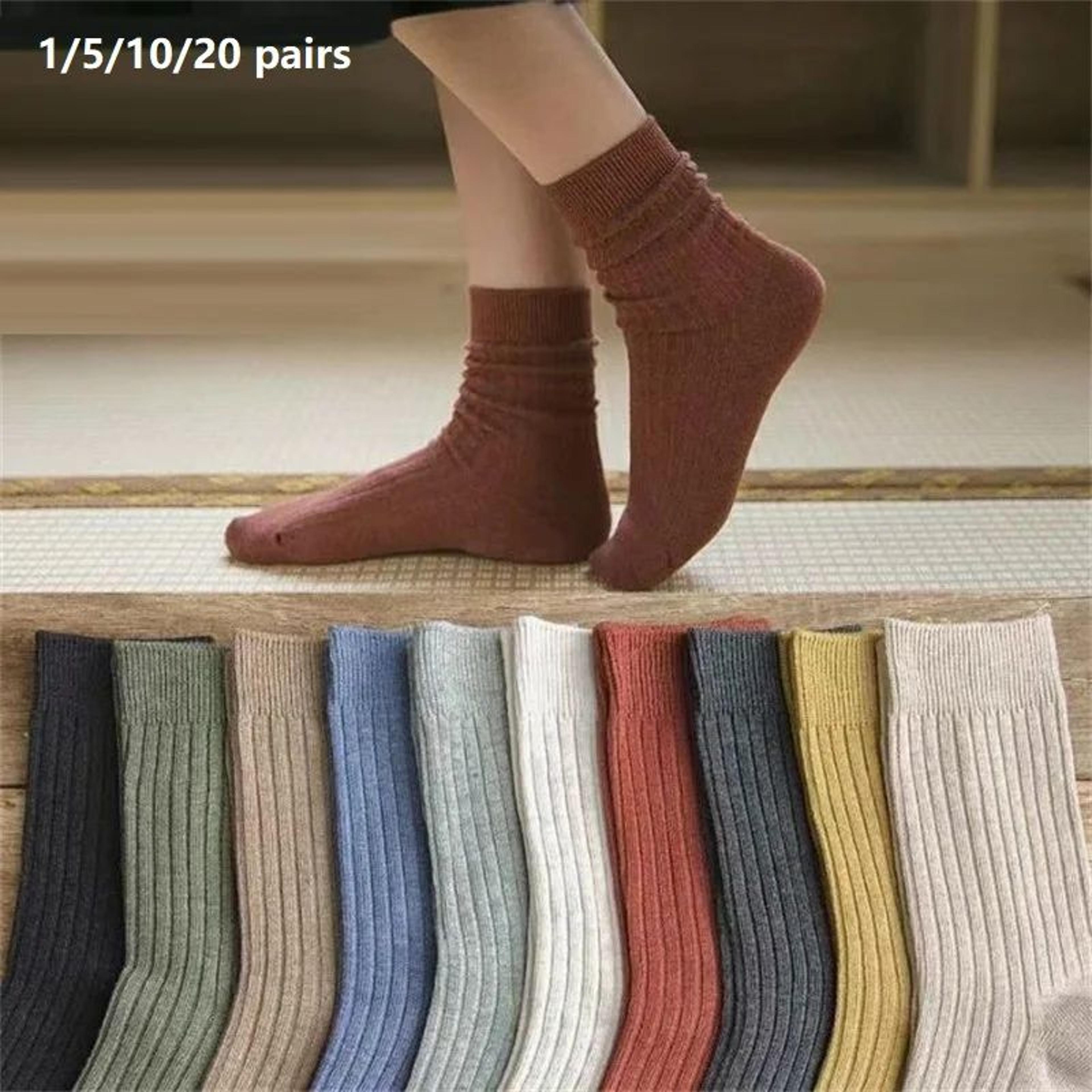 womens colorful striped crew socks – soft breathable cotton casual socks for daily comfort & everyday style