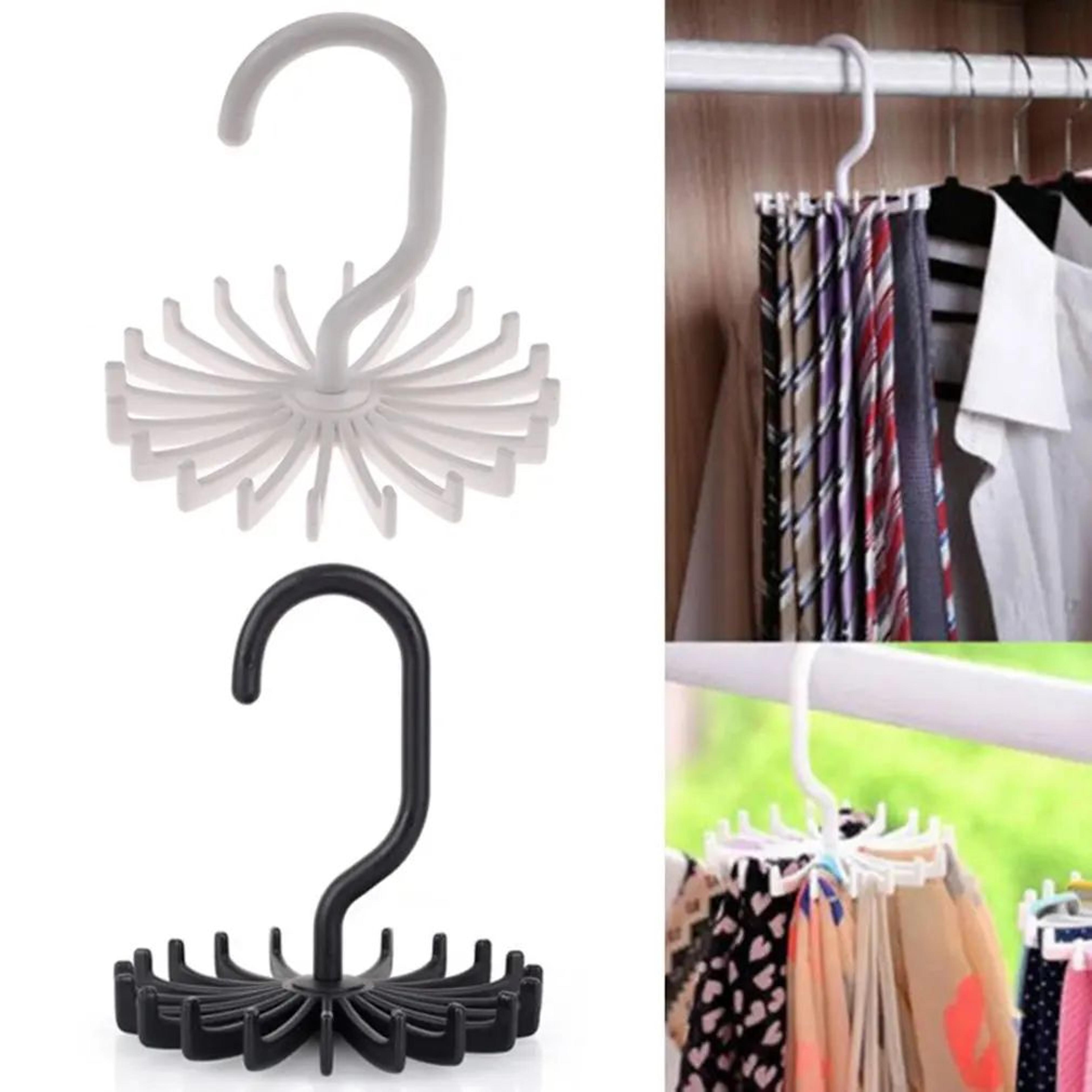 360° rotating tie & scarf hanger rack – 20-hook organizer for belts, scarves, ties, closet storage