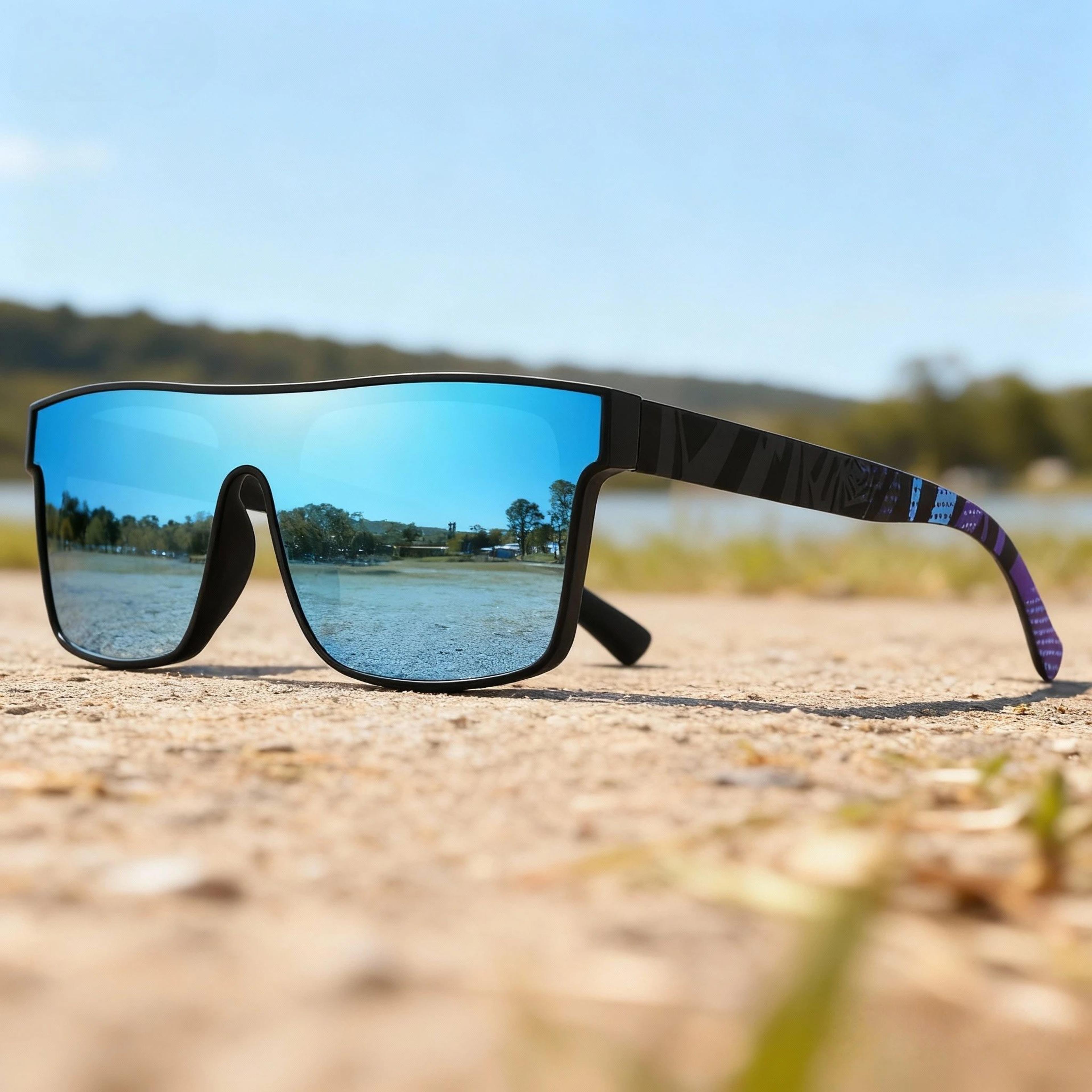 colorful square sports sunglasses uv400, one-piece lens unisex outdoor glasses for cycling, hiking & beach