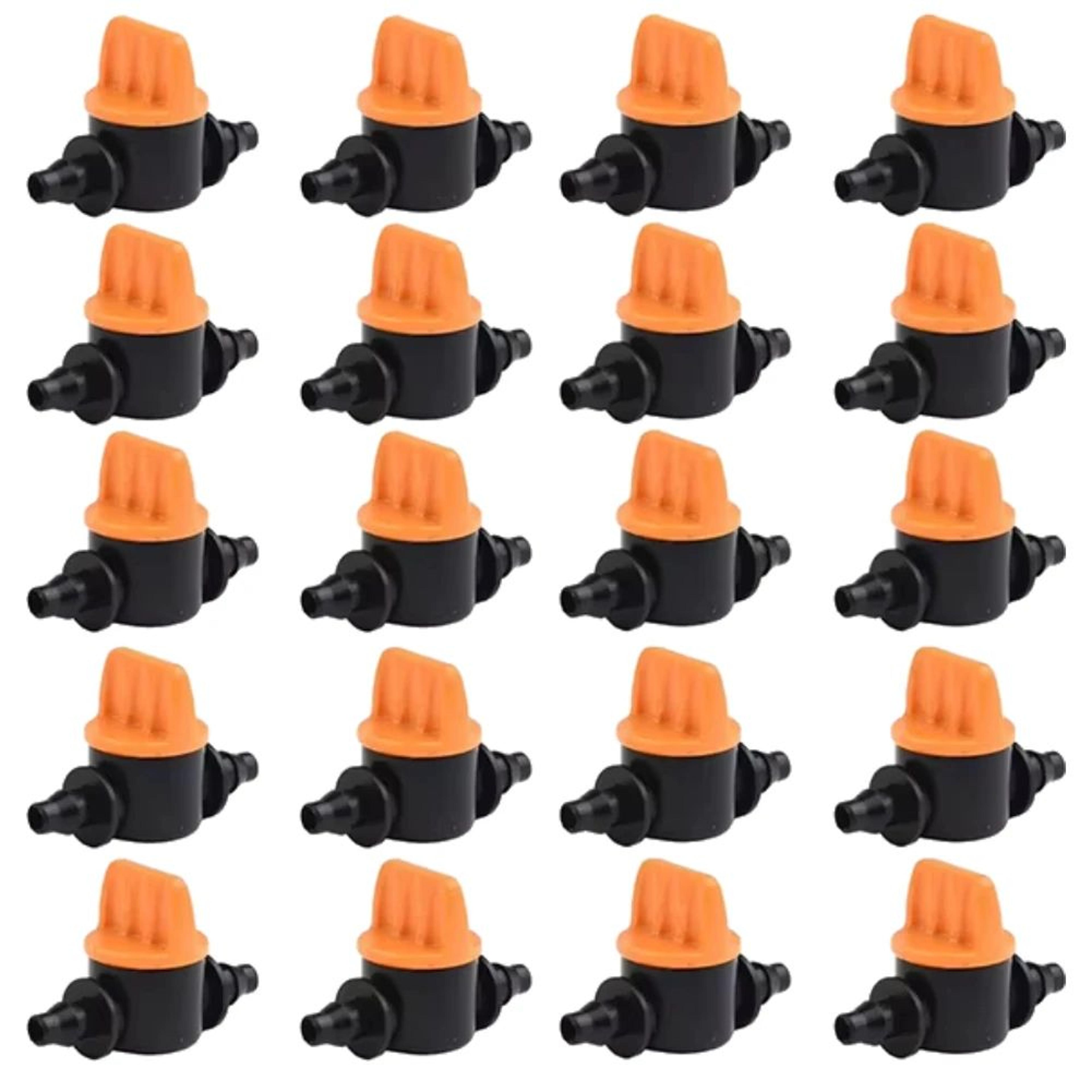20 pcs 1/4 in irrigation control valves for 4/7mm hose, barbed water flow shut-off valves for drip systems