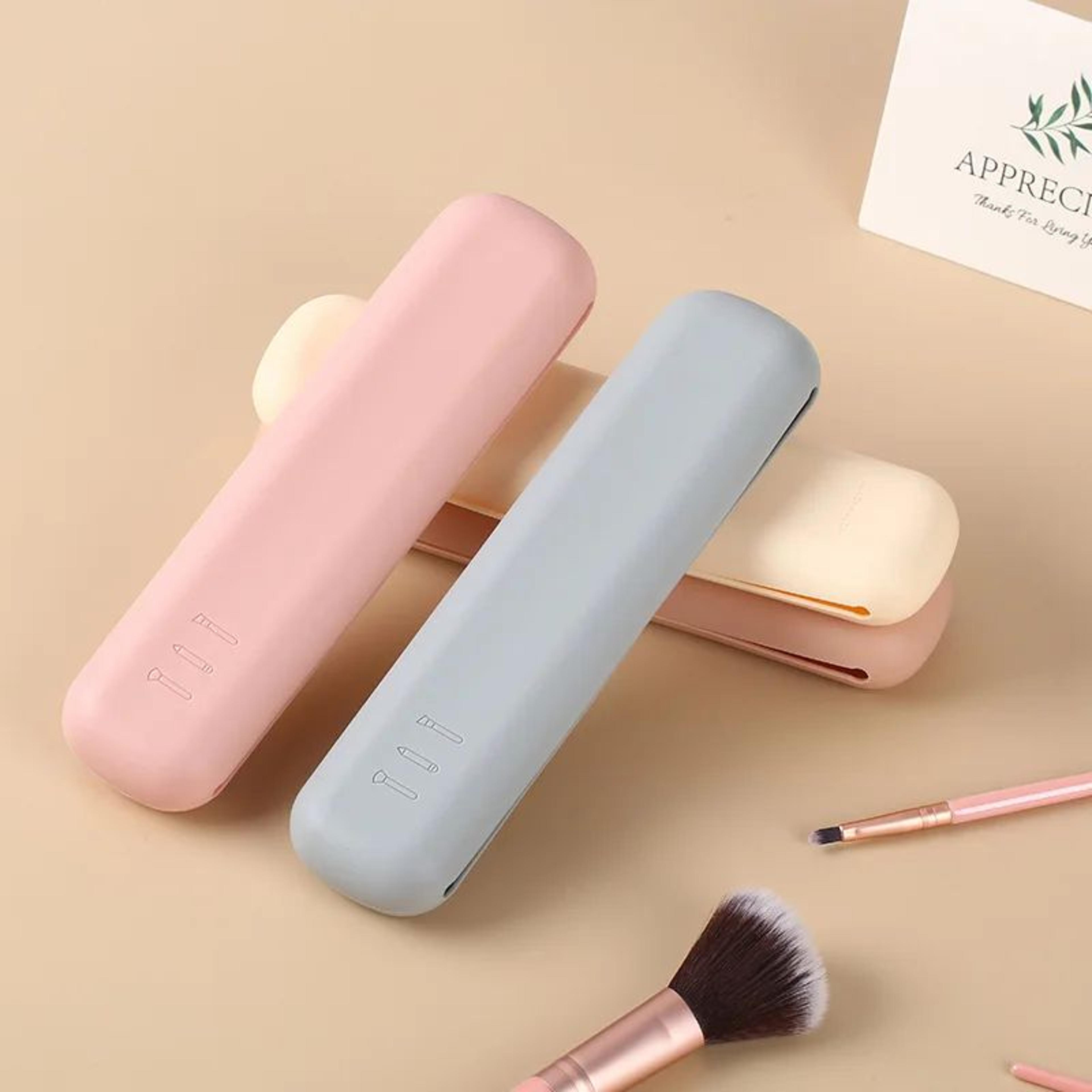 silicone makeup brush bag travel pouch | easy-clean cosmetic organizer case for brushes, toiletries & beauty essentials