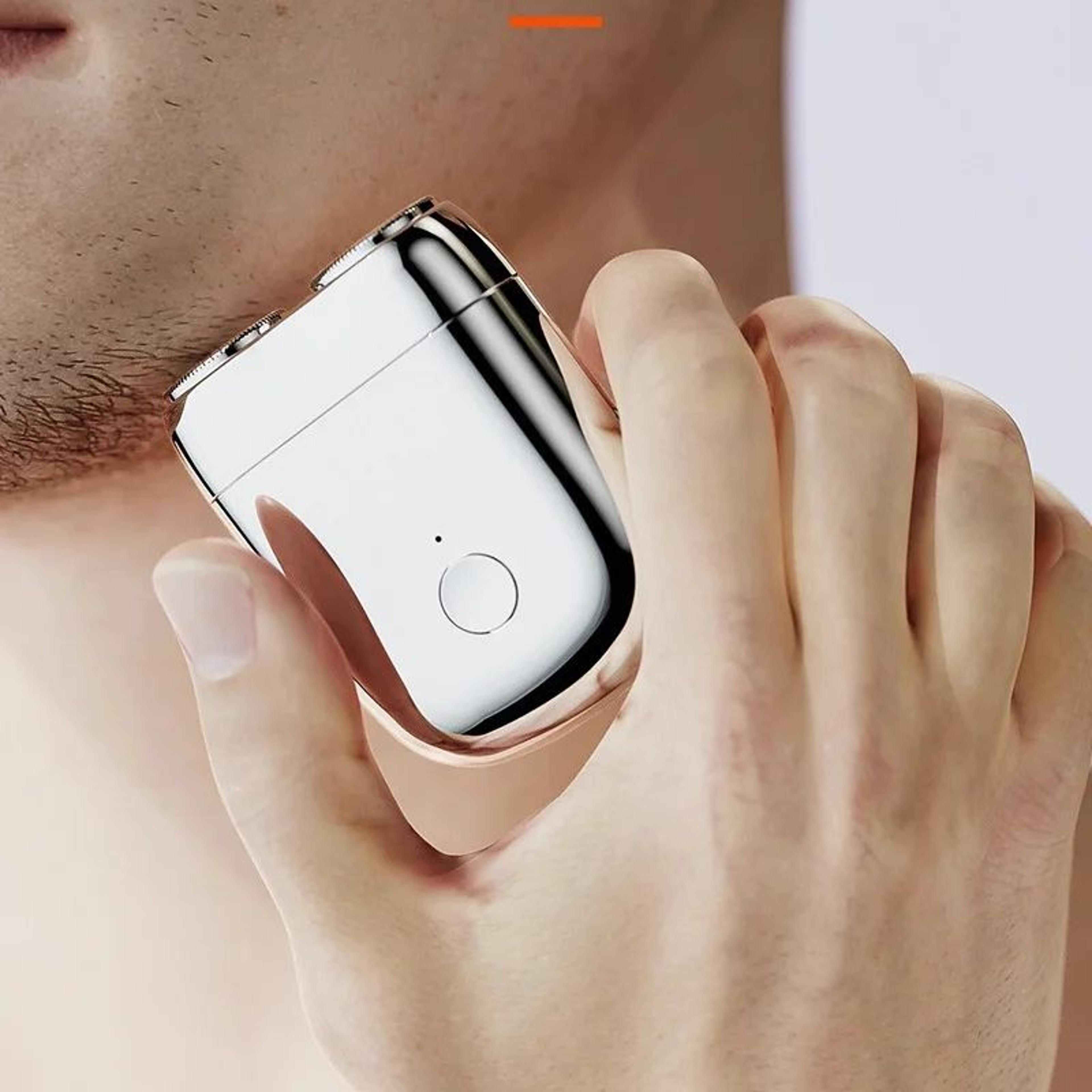portable double-head mini magnetic electric shaver for men, usb rechargeable travel beard razor, compact grooming tool
