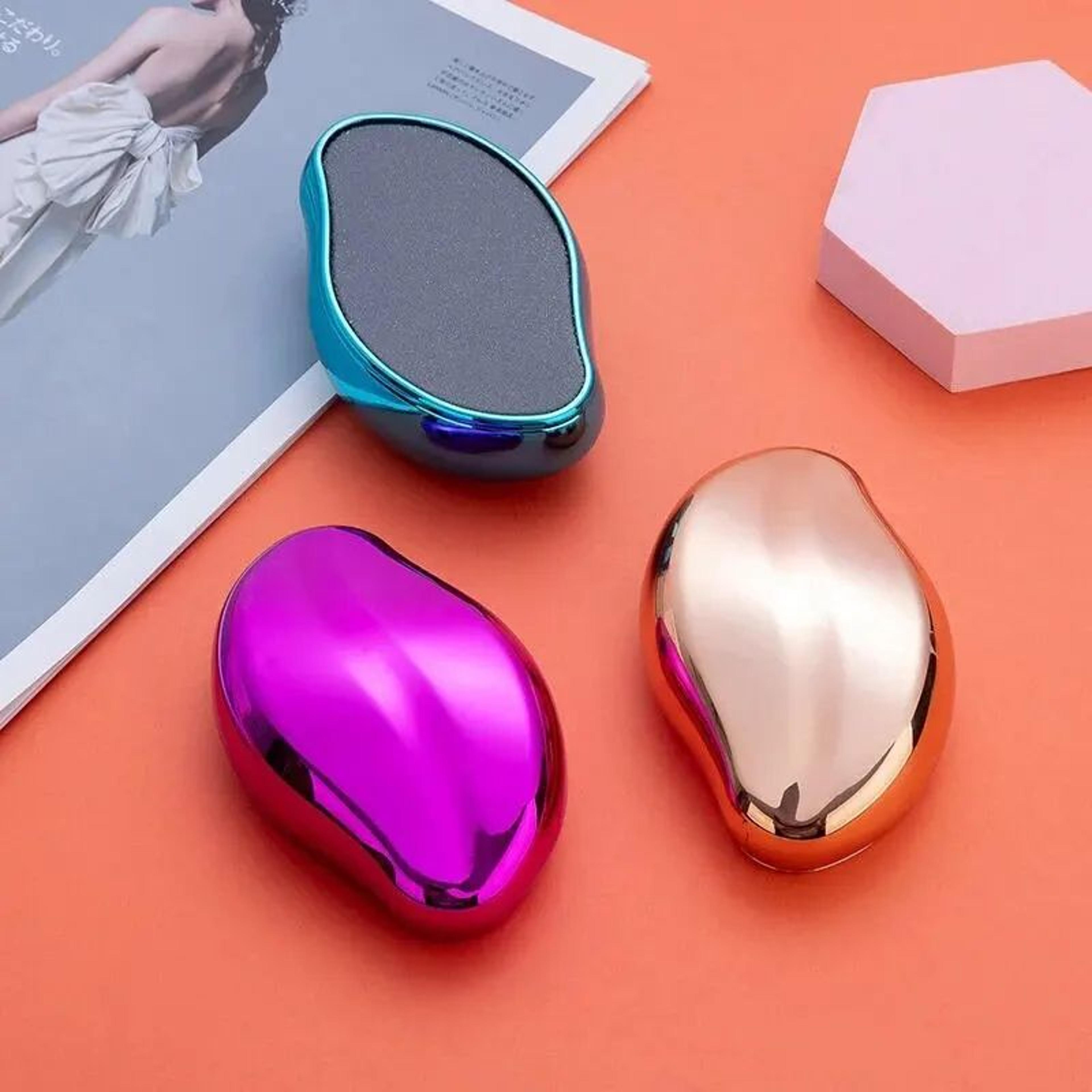 portable glass foot file callus remover, hand & feet exfoliating sanding stone pedicure tool for smooth crack-free heels
