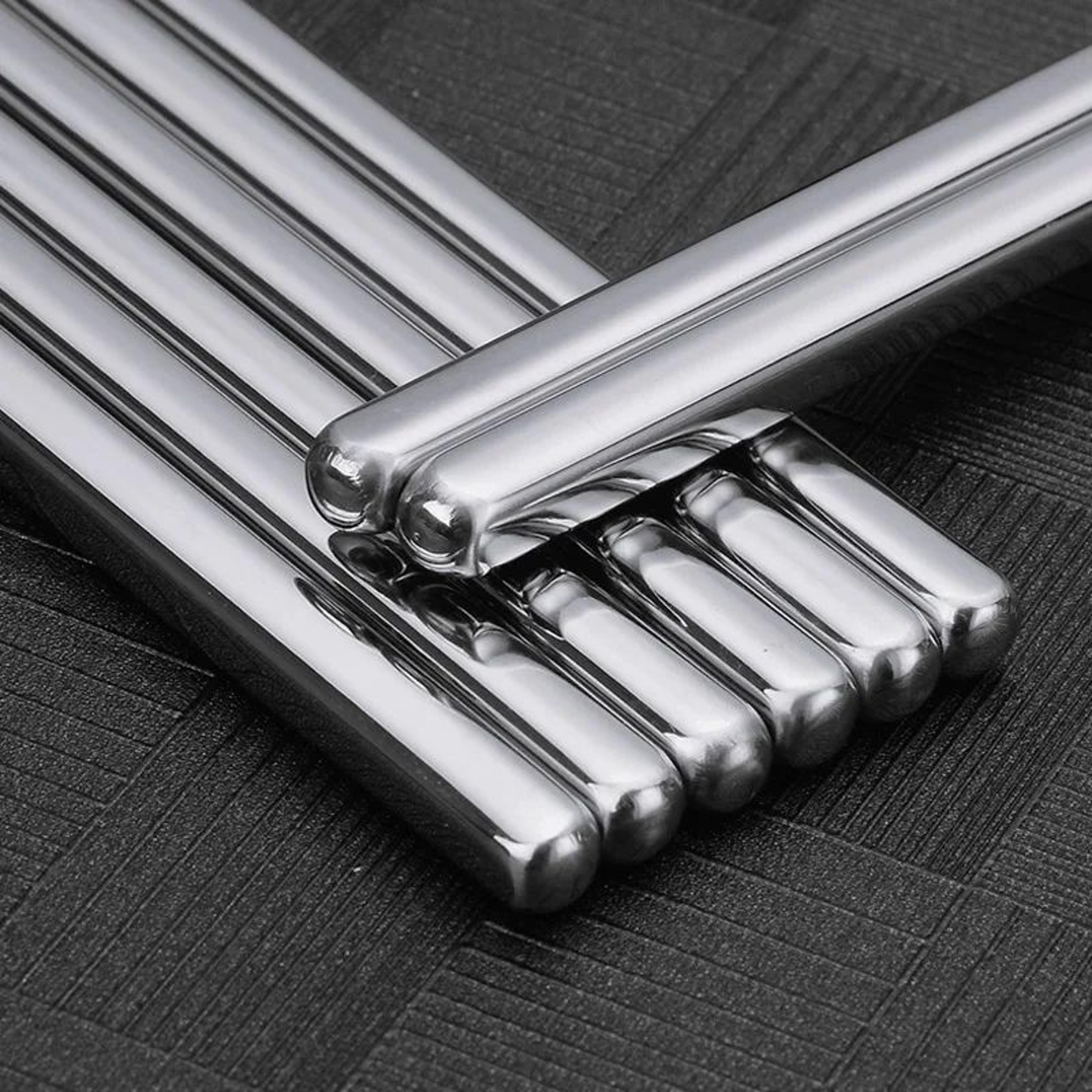 5 pairs 304 stainless steel chopsticks reusable non-slip dishwasher safe, modern durable food grade tableware set