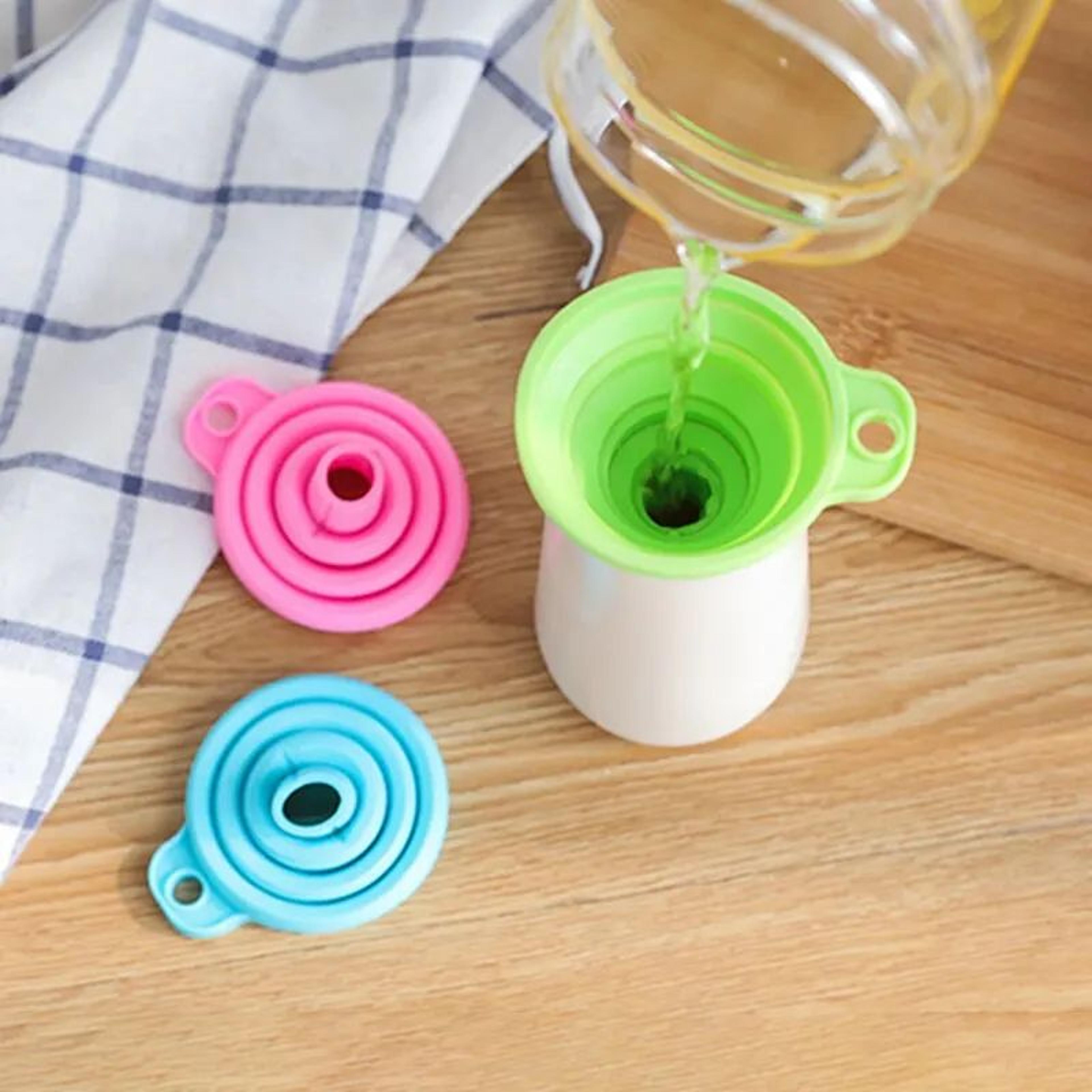 household telescopic mini folding funnel for kitchen packaging | high temperature resistant silicone funnel tool